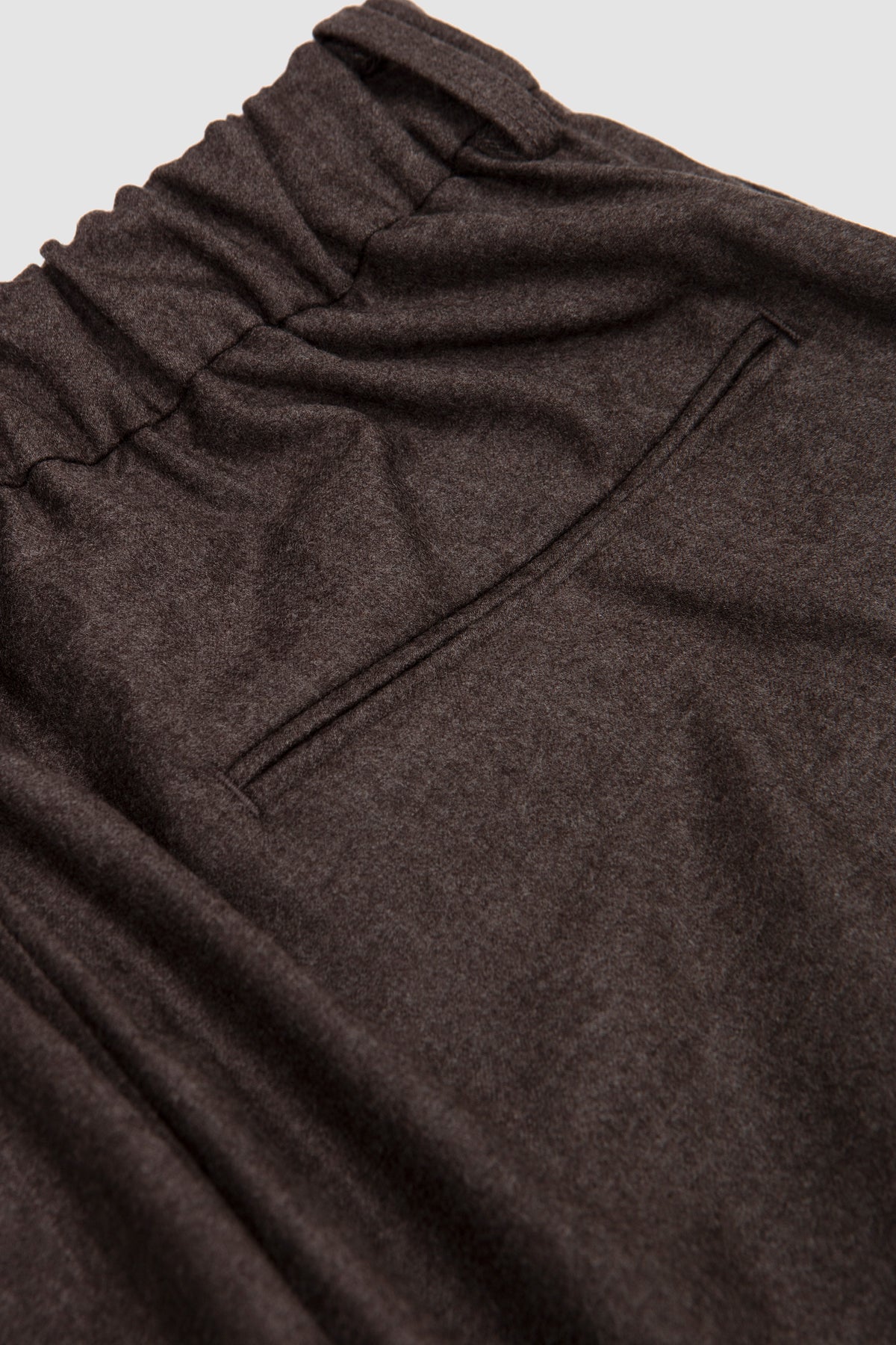 Extra Fine Easy Long Wide Trousers Charcoal Brown_3