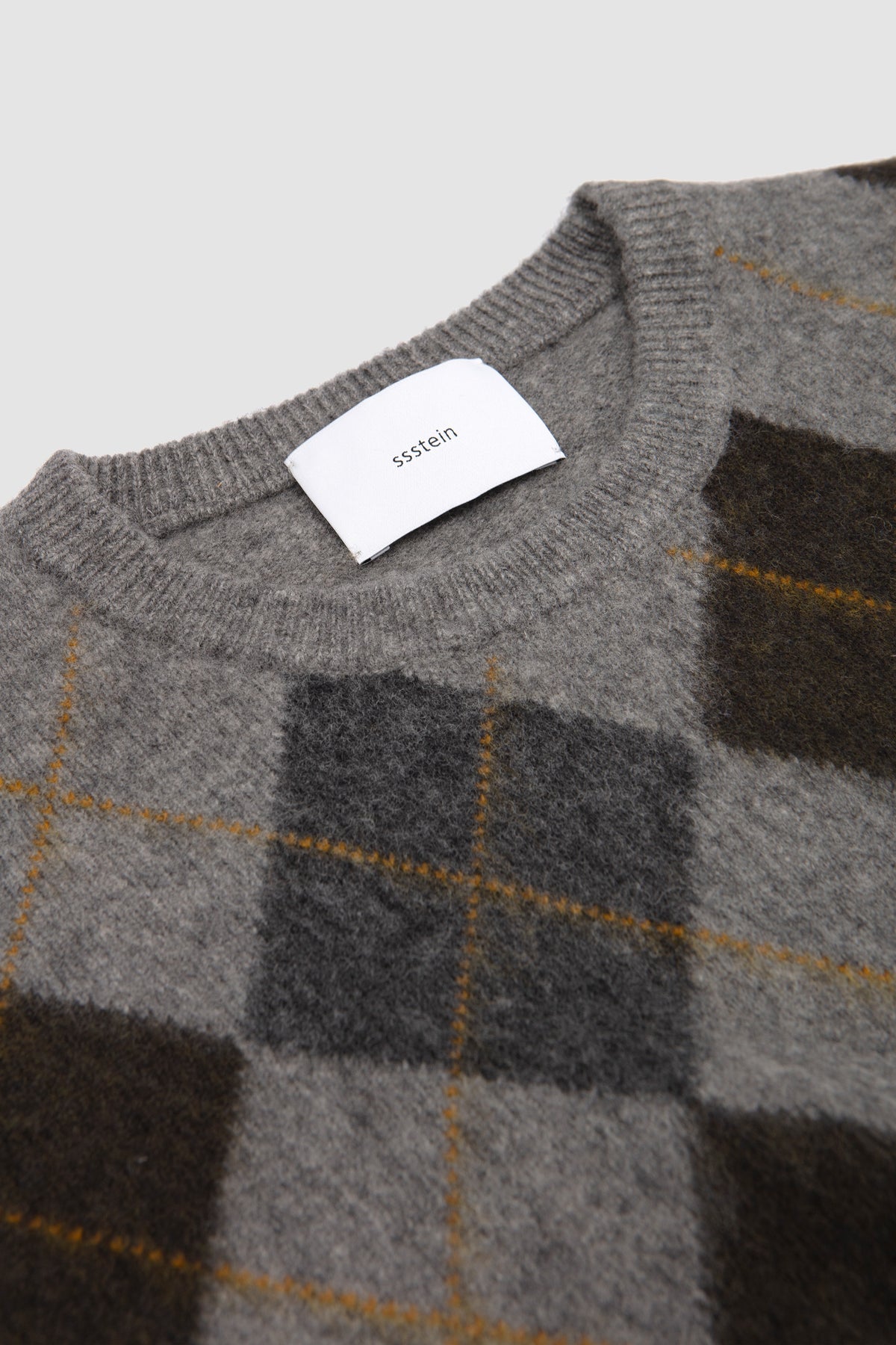 Fine Wool Argyle Knit Crew Neck LS Khaki Multi_2