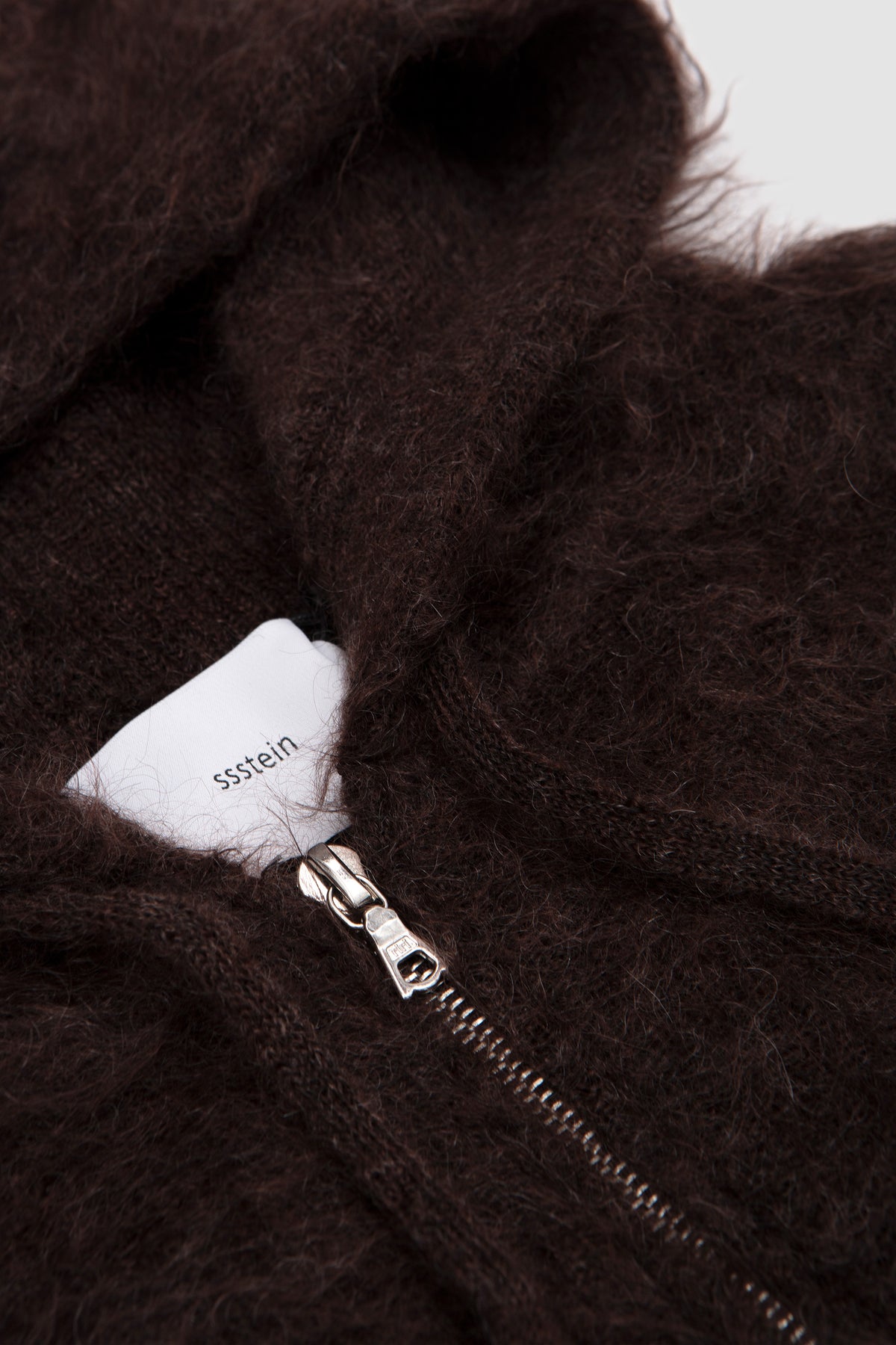 Kid Mohair Knit Zip Hoodie Dark Brown_2