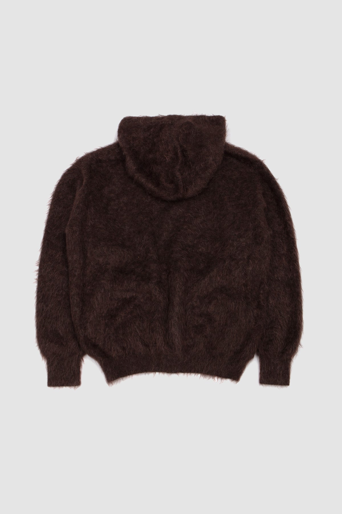 Kid Mohair Knit Zip Hoodie Dark Brown_4