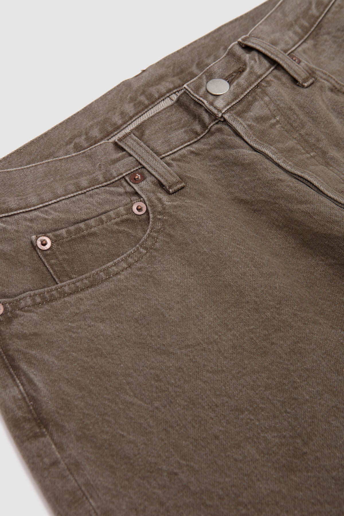 Loose Color Denim Pants Khaki_2