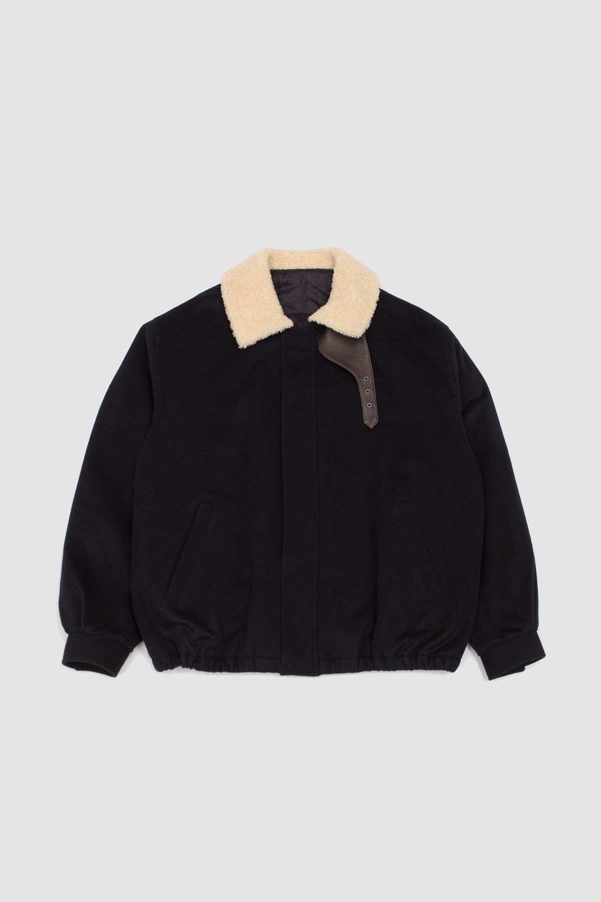 Mouton Collar Wool Cashmere Padded Jacket Dark Navy_1