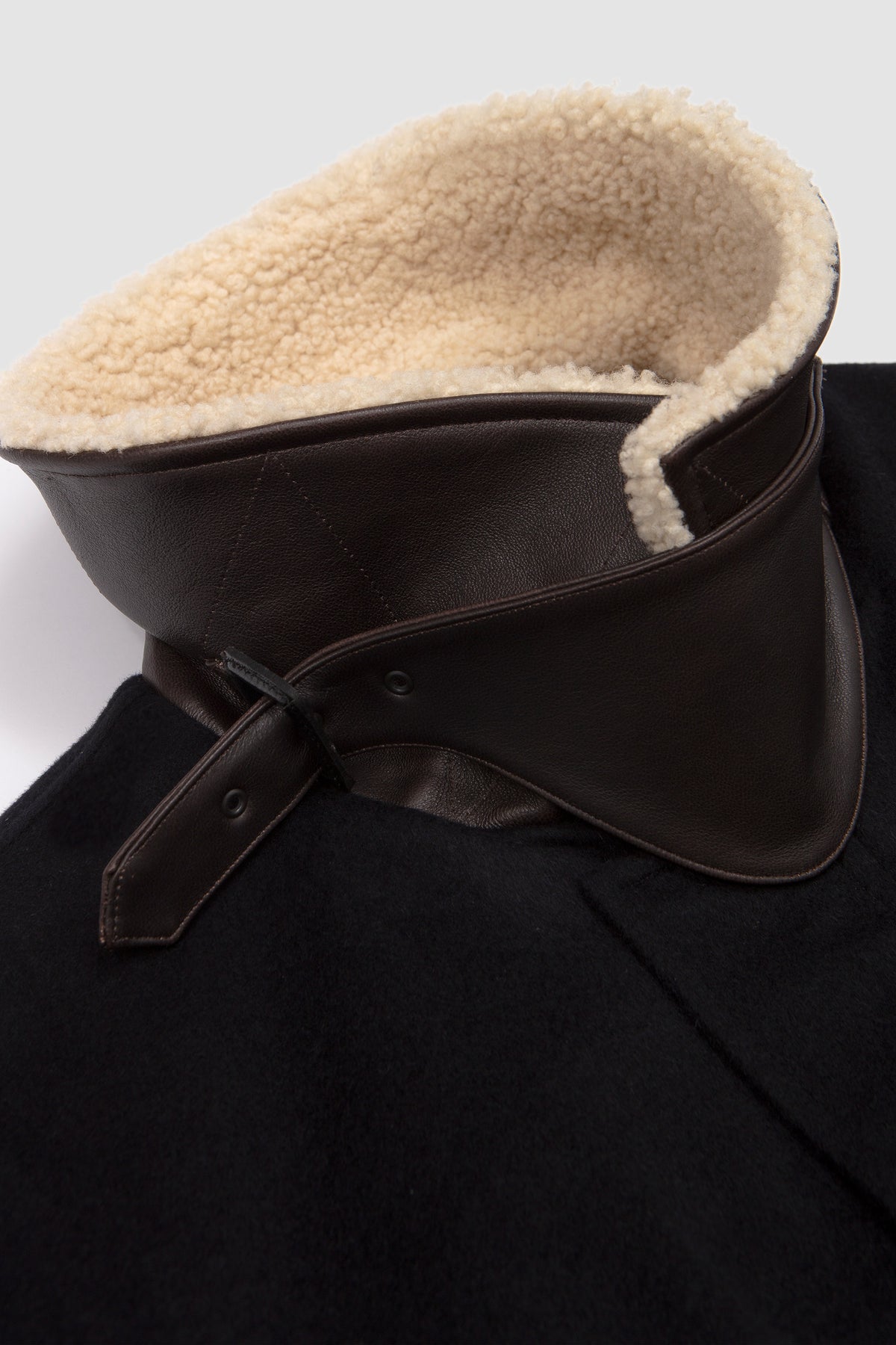 Mouton Collar Wool Cashmere Padded Jacket Dark Navy_2
