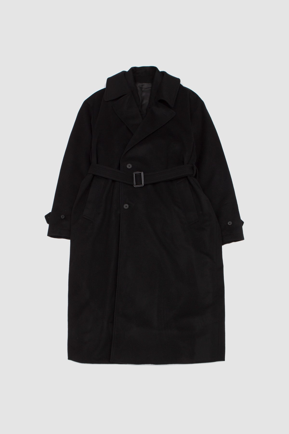 Wool Cashmere Layered Combination Coat Black_1