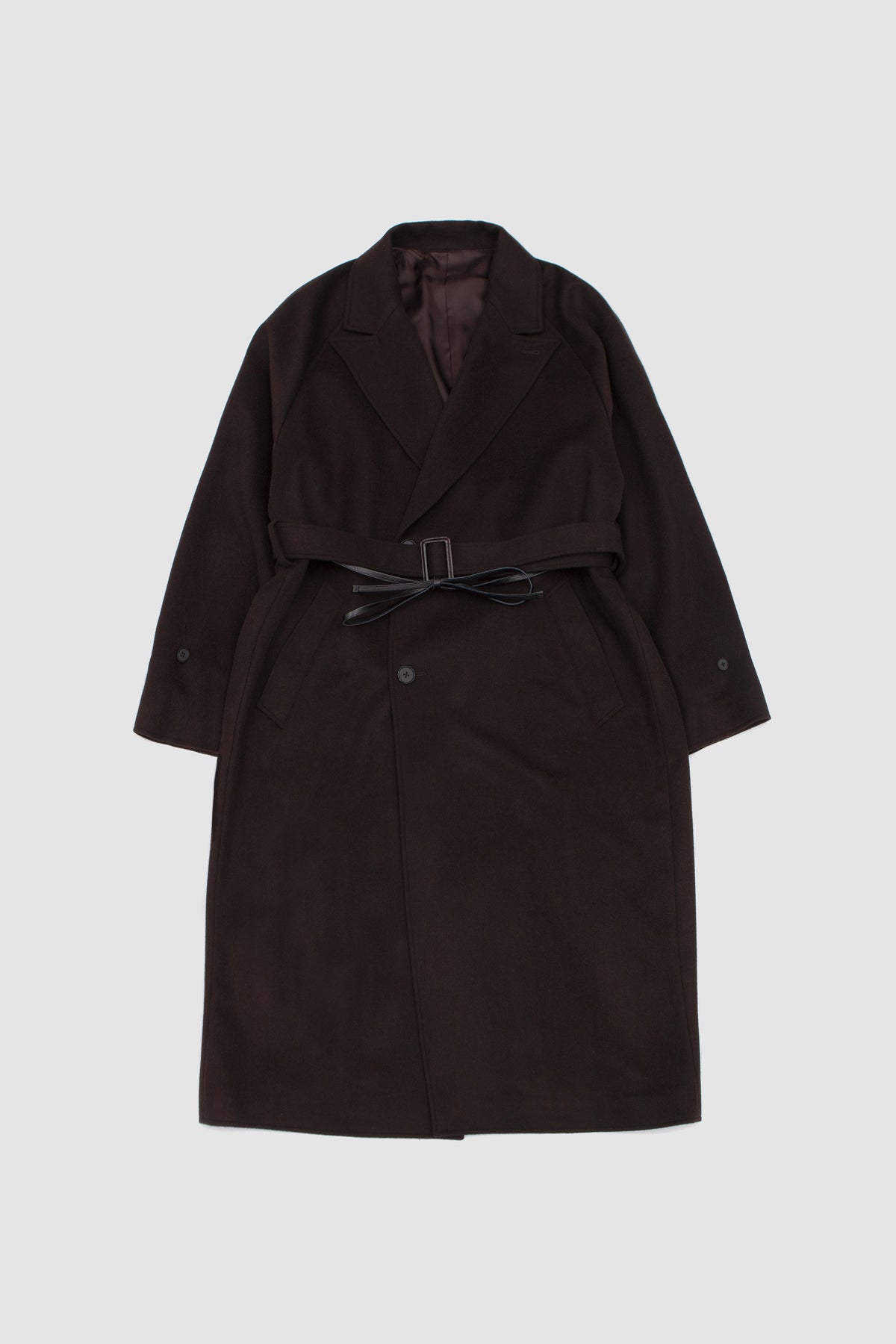 Wool Cashmere Oversized Peak Lapel Chester Coat Dark Brown_1