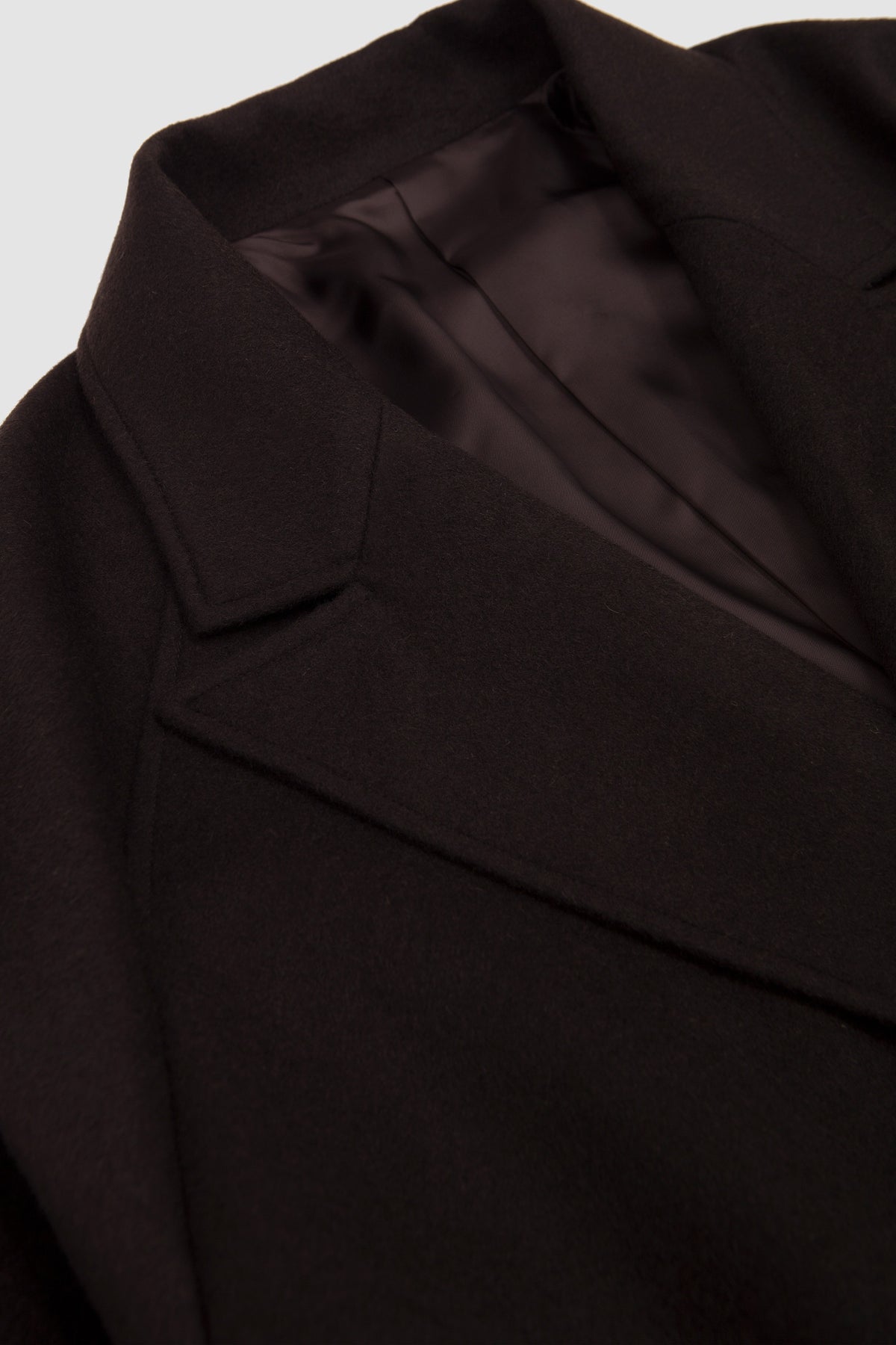 Wool Cashmere Oversized Peak Lapel Chester Coat Dark Brown_2