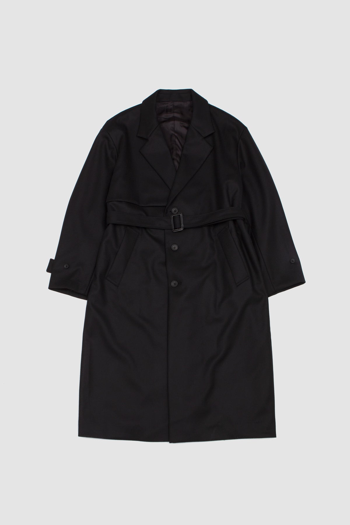 Wool Melton Lay Chester Coat Black_1