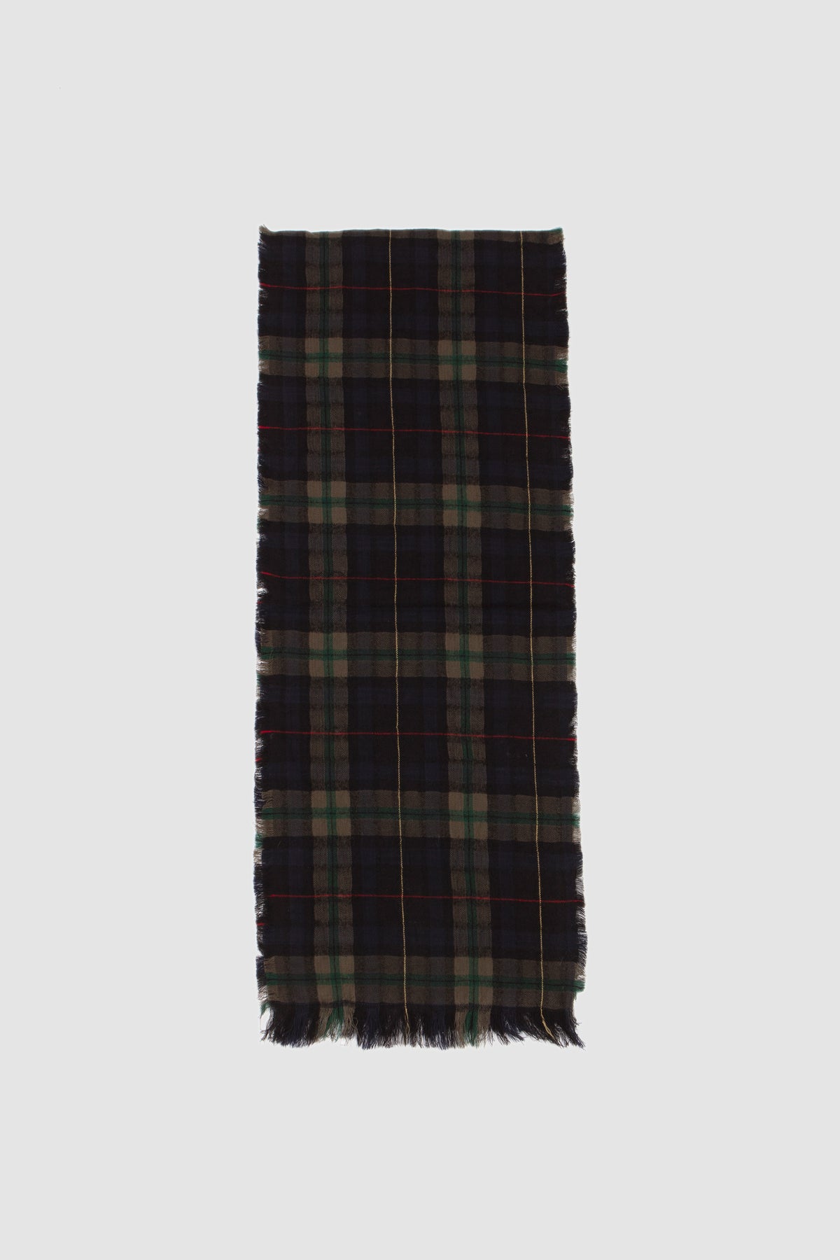 CHK Fringe Stole Navy/ Olive/ Green