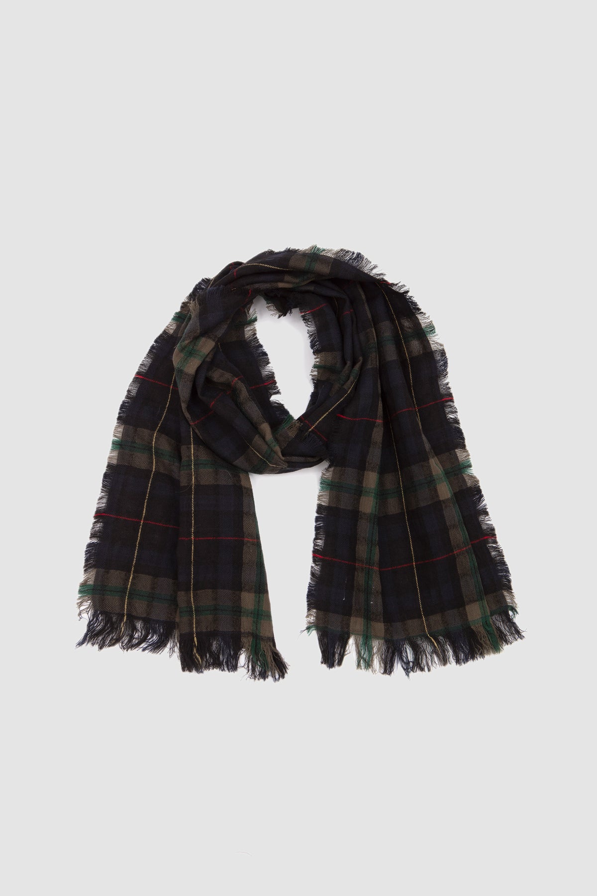 CHK Fringe Stole Navy/ Olive/ Green_3