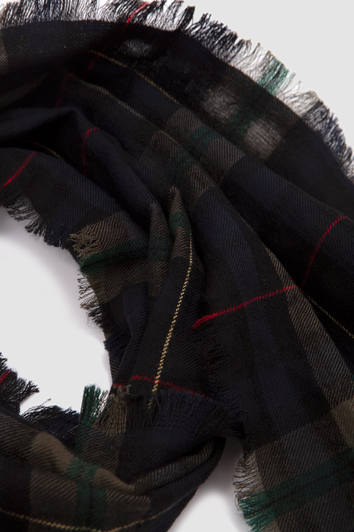 CHK Fringe Stole Navy/ Olive/ Green_4