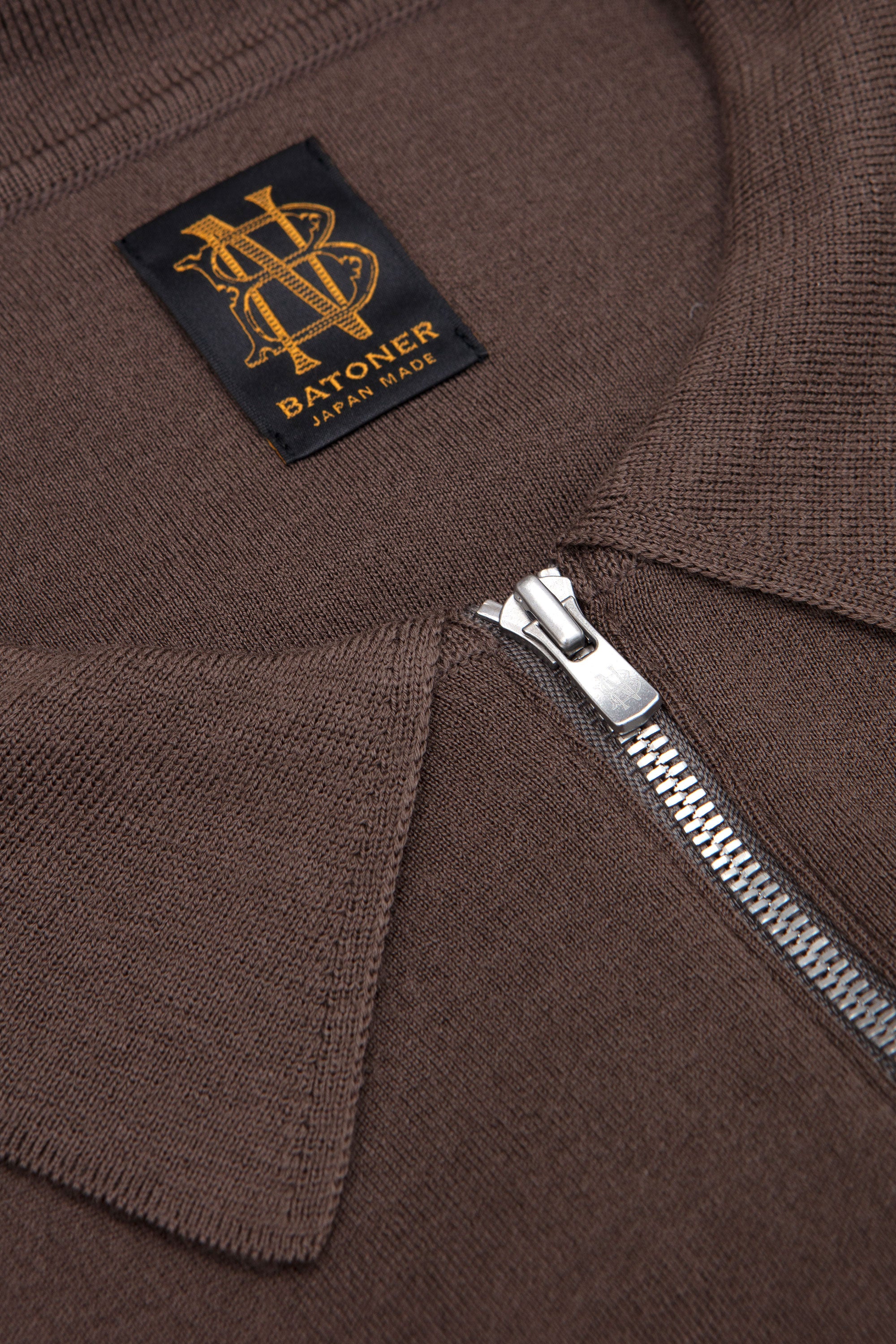 35G Wool Smooth Polo Zip Cardigan Olive