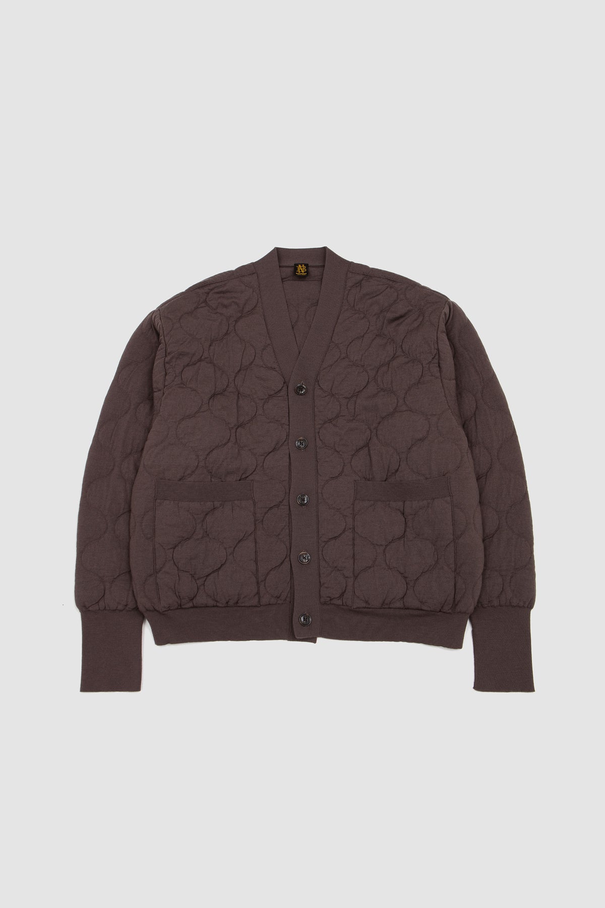 Quilting Knit Cardigan Olive Brown_1