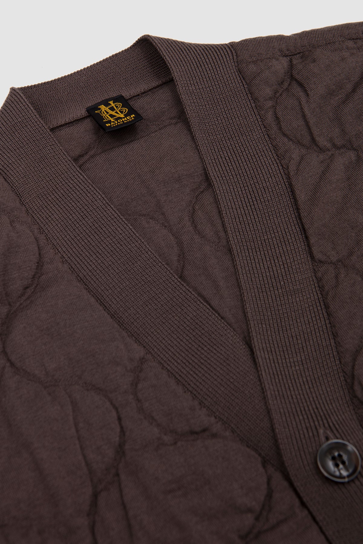 Quilting Knit Cardigan Olive Brown_2