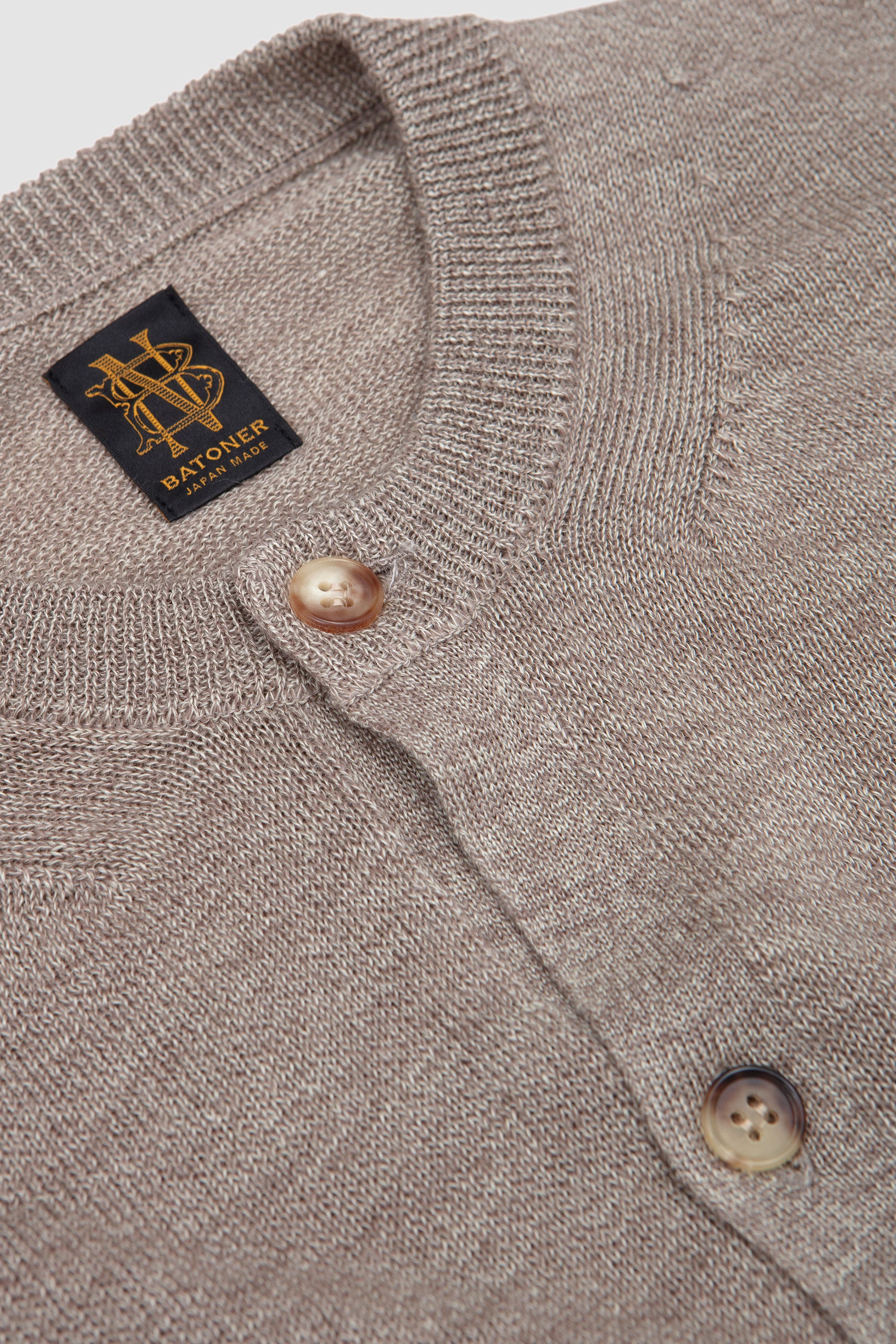 Ramie Wool Crew Neck Cardigan Beige