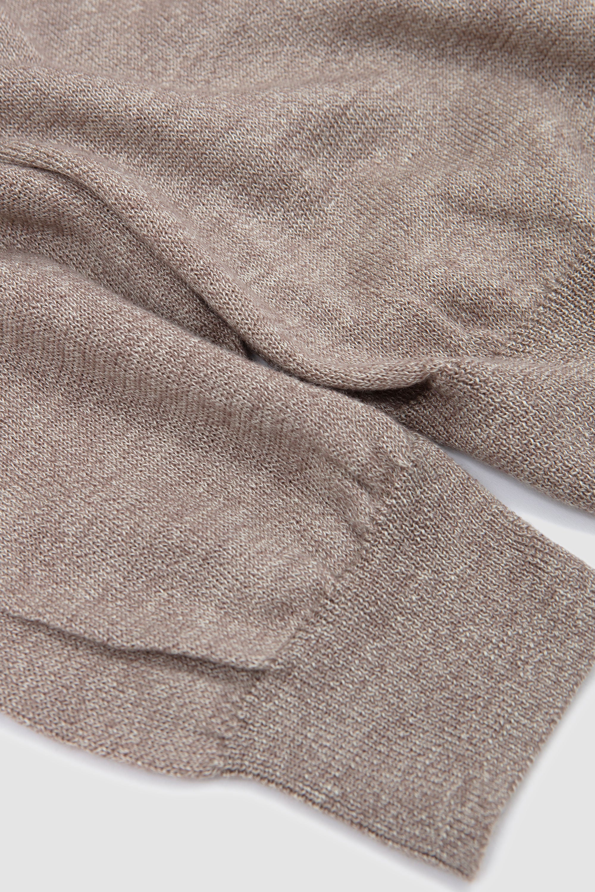 Ramie Wool Crew Neck Cardigan Beige