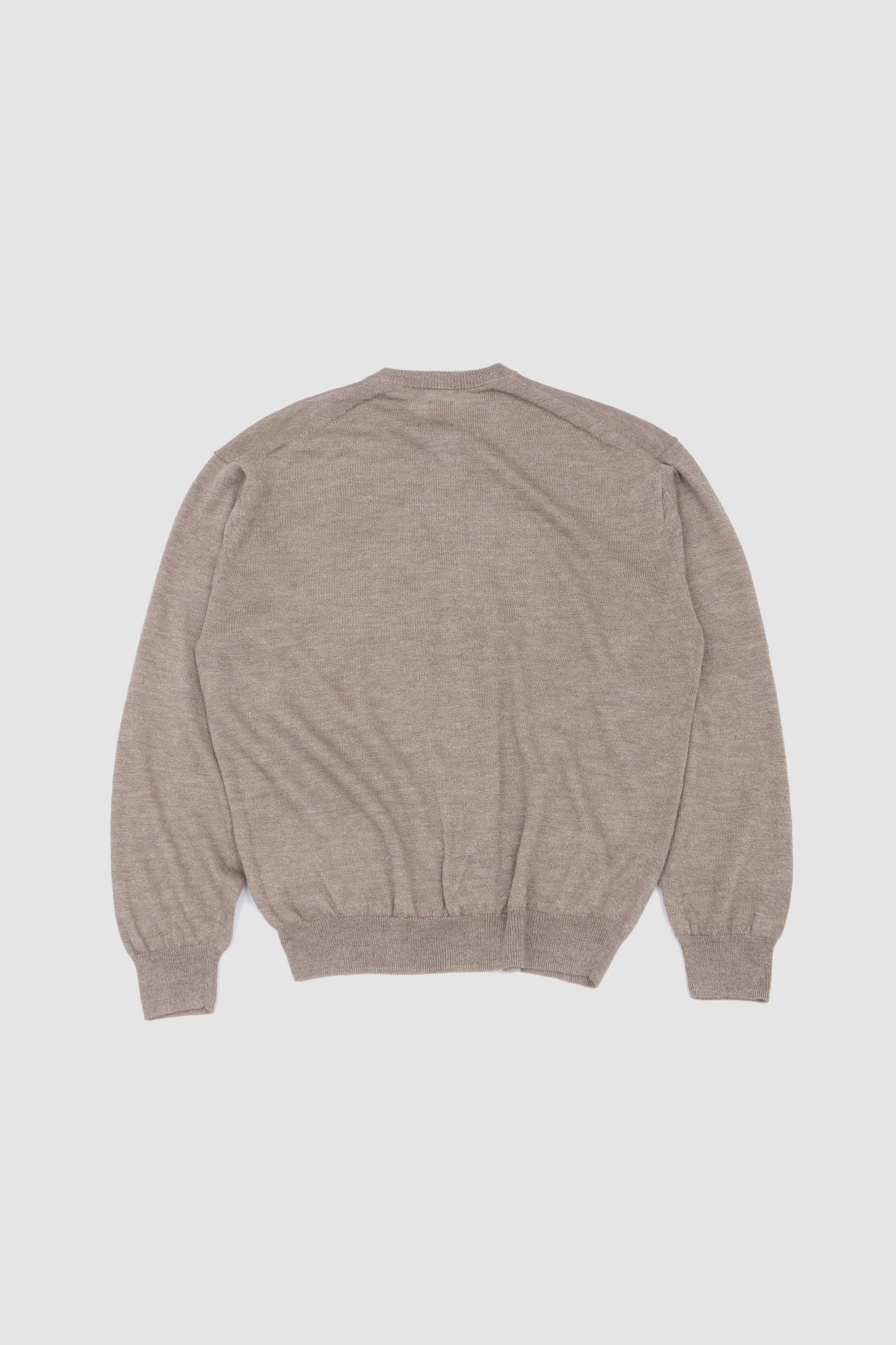 Ramie Wool Crew Neck Cardigan Beige_4