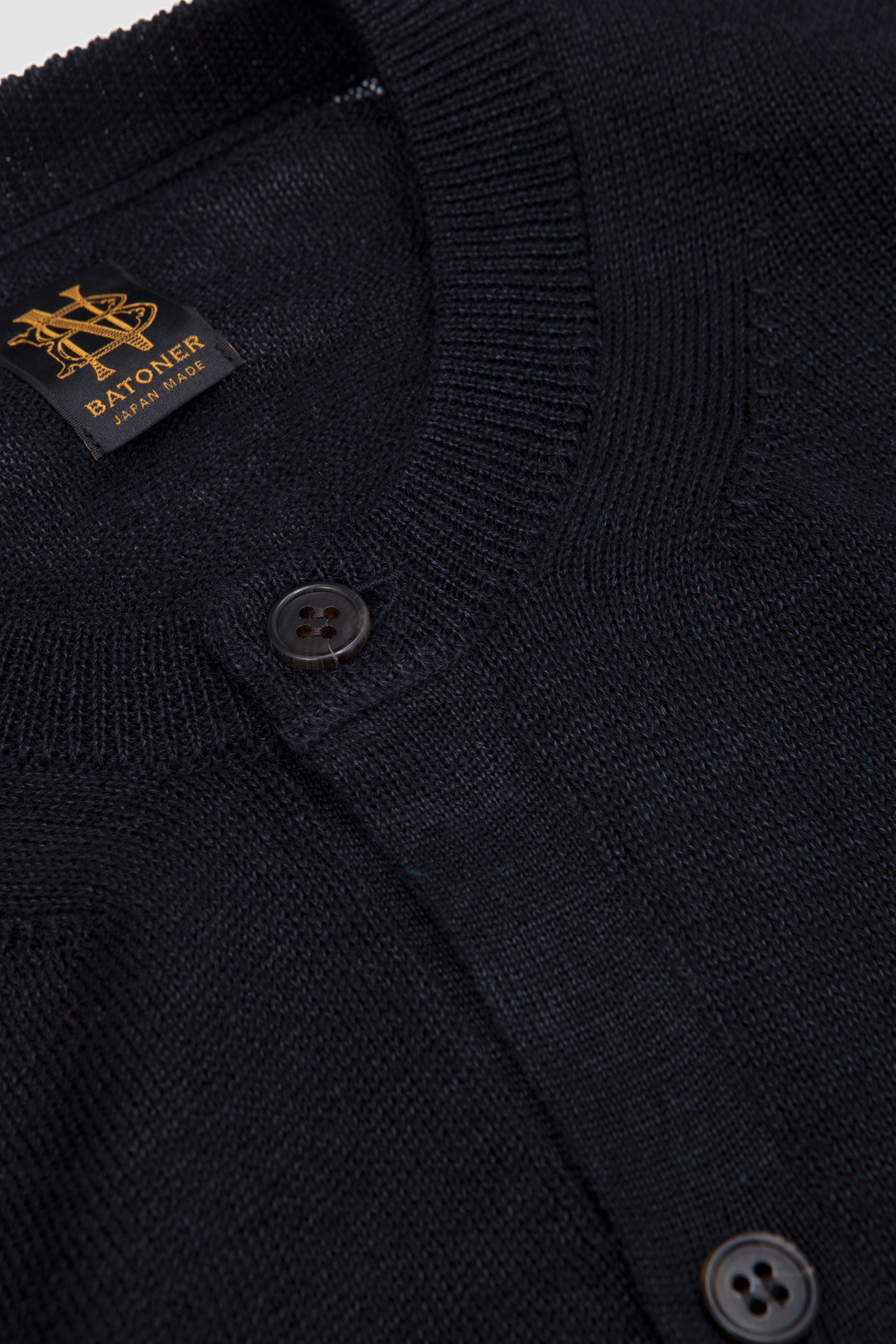 Ramie Wool Crew Neck Cardigan Navy_3