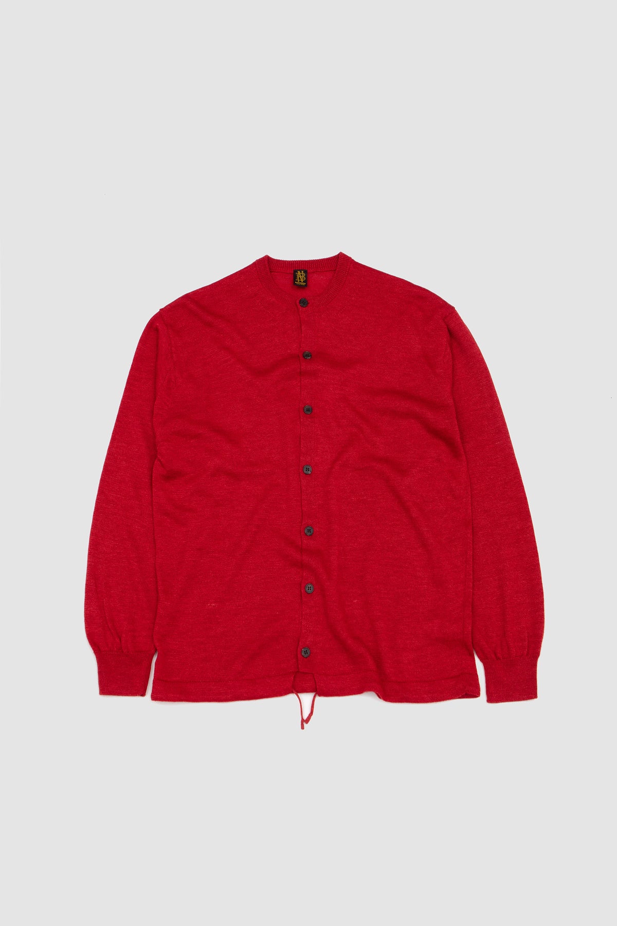 Ramie Wool Crew Neck Cardigan Red_1