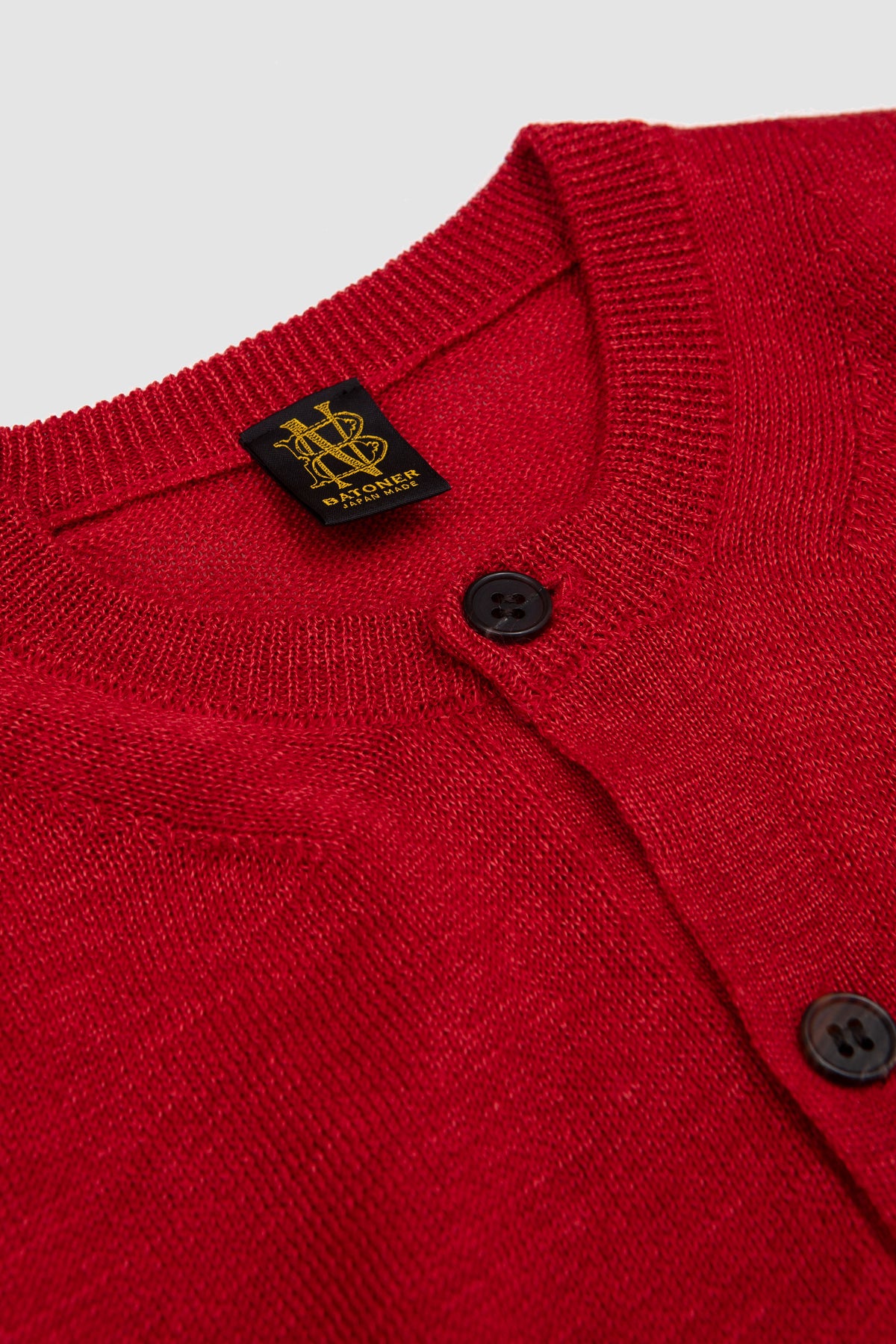 Ramie Wool Crew Neck Cardigan Red_2