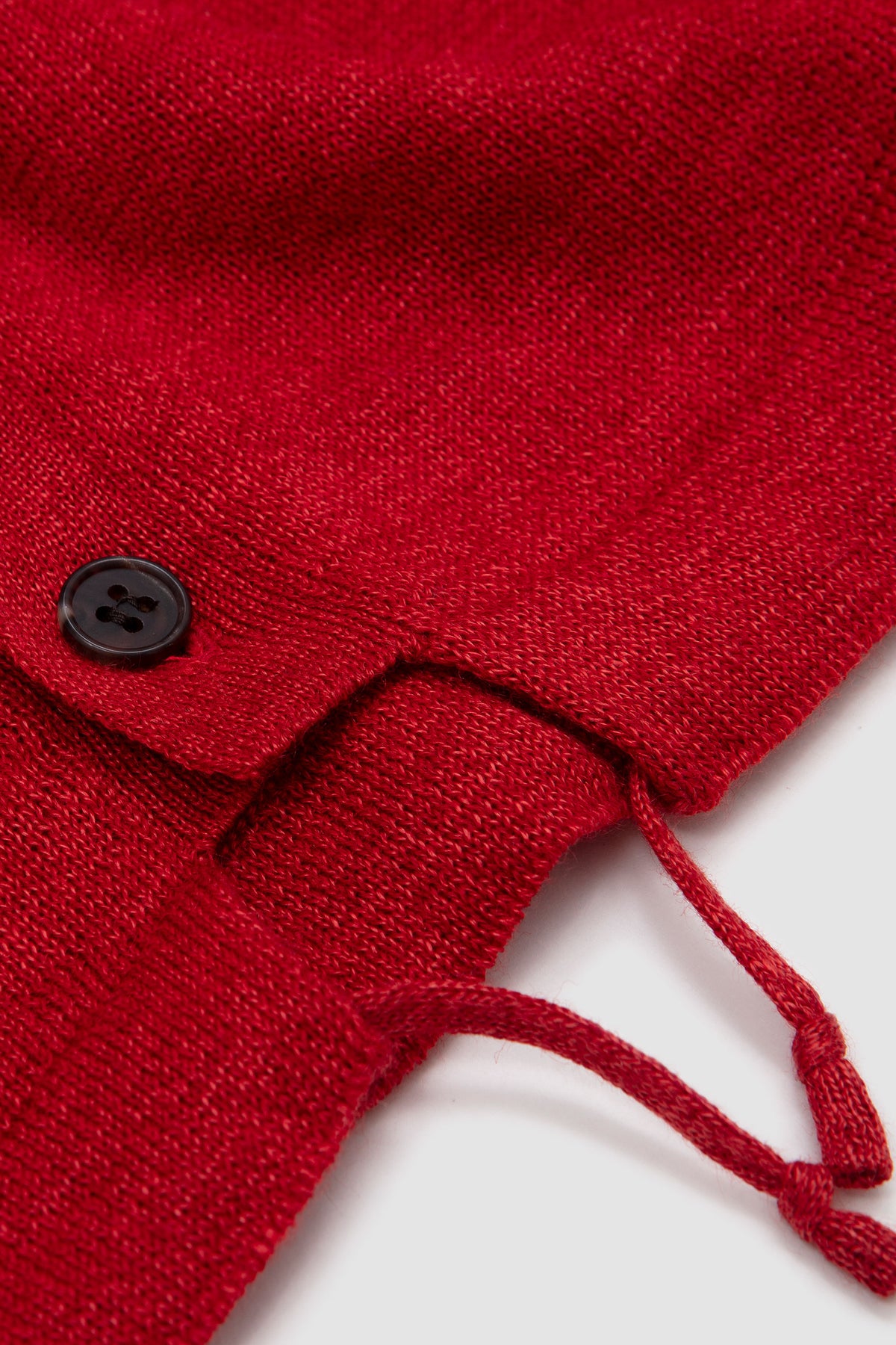 Ramie Wool Crew Neck Cardigan Red_3