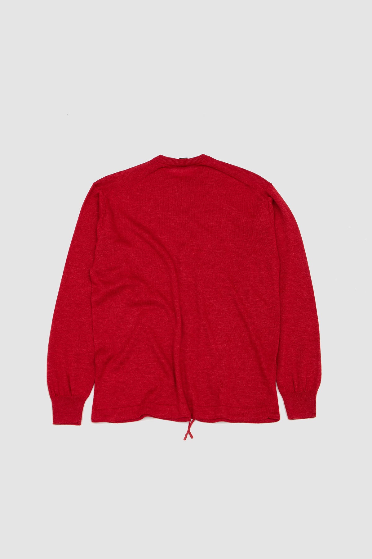 Ramie Wool Crew Neck Cardigan Red_4
