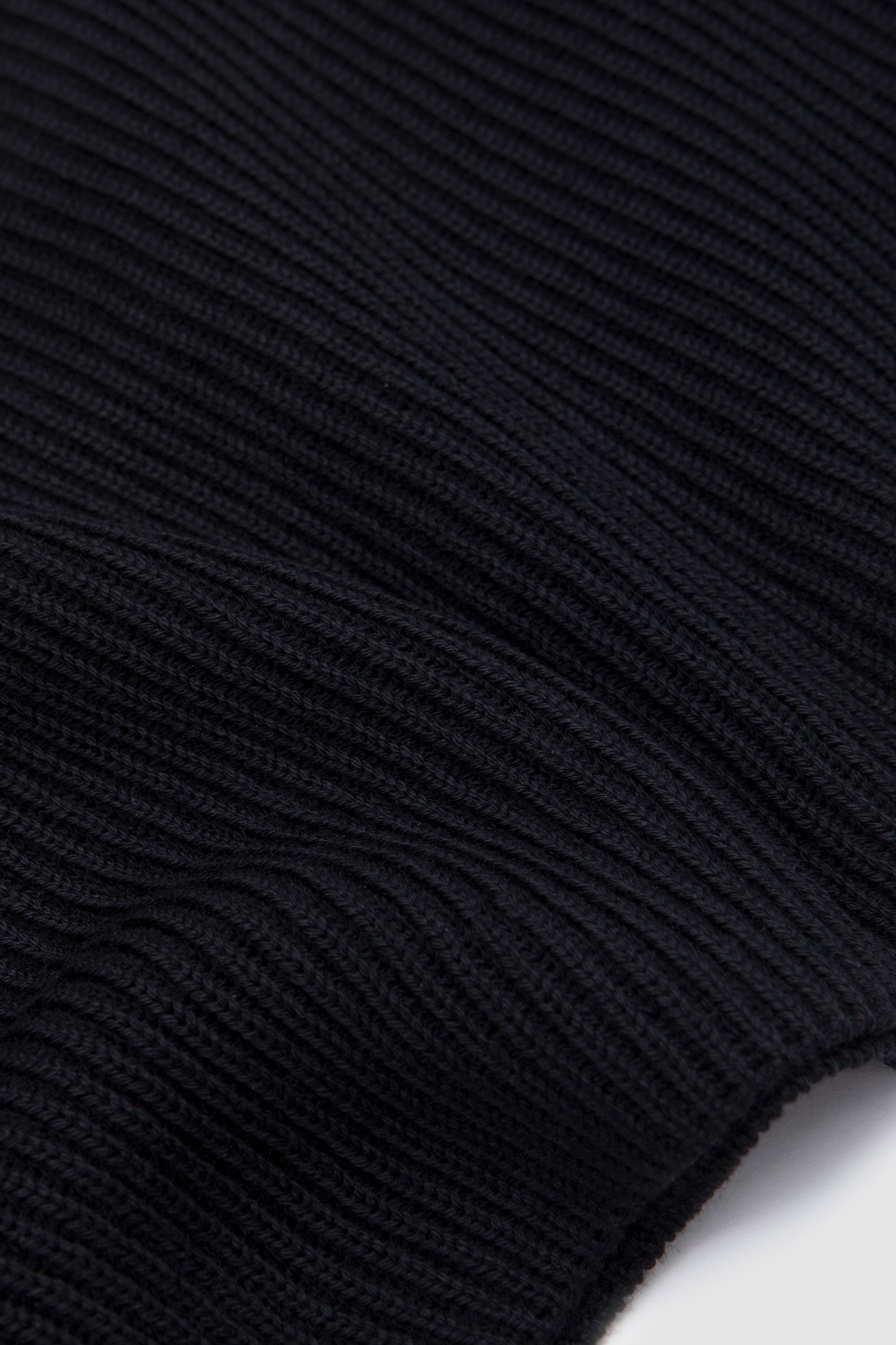 Solid Wool Rib Crew Neck Black