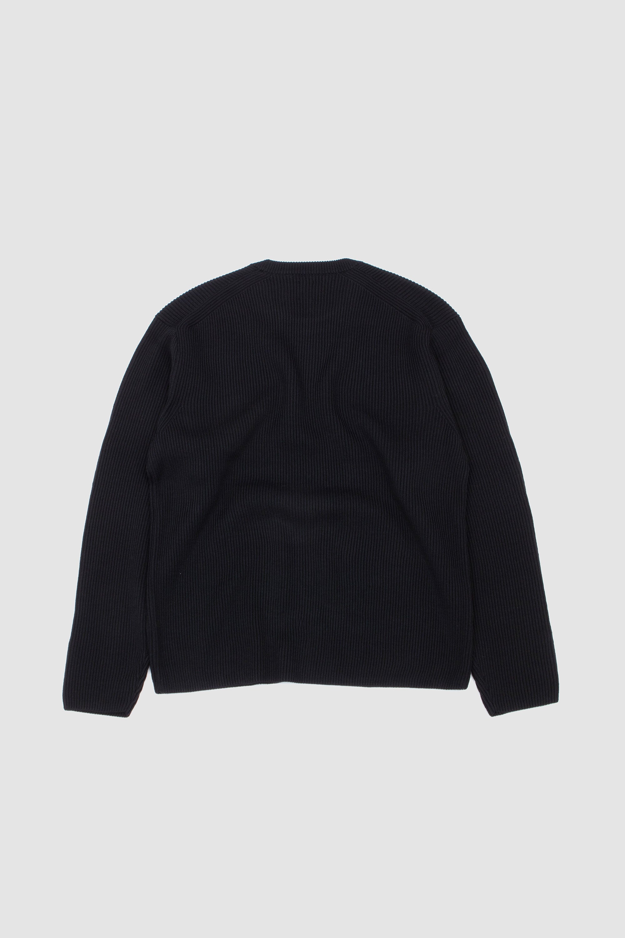 Solid Wool Rib Crew Neck Black_4