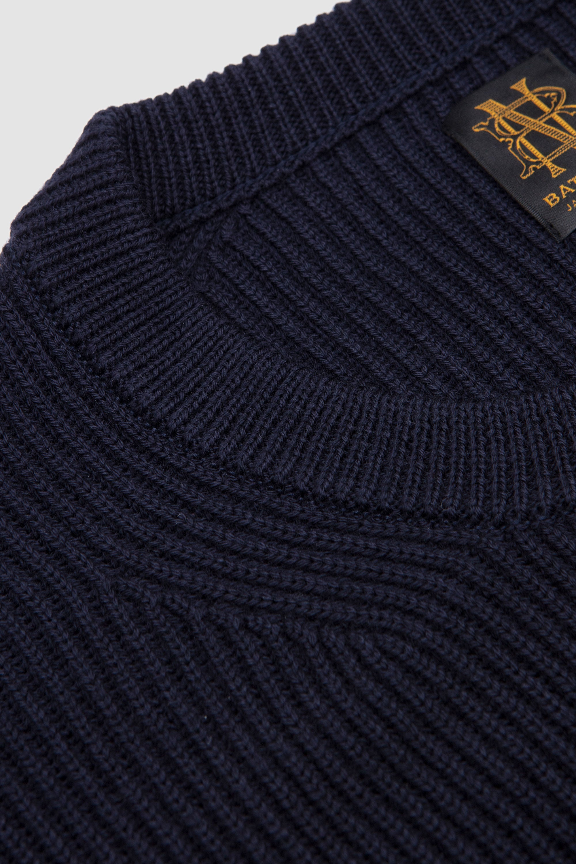 SPORTIVO [Solid wool rib crew neck navy]