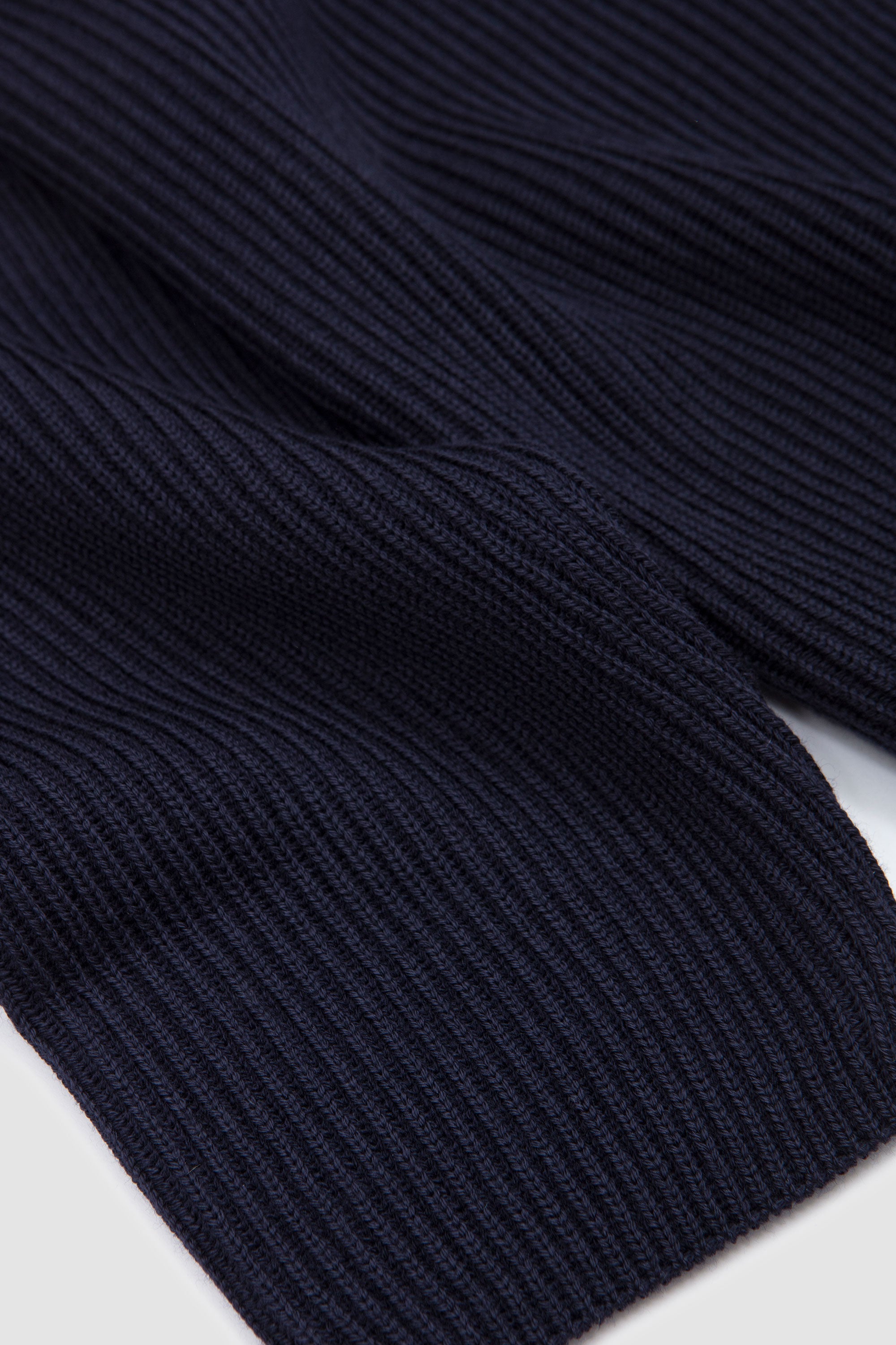 Solid Wool Rib Crew Neck Navy