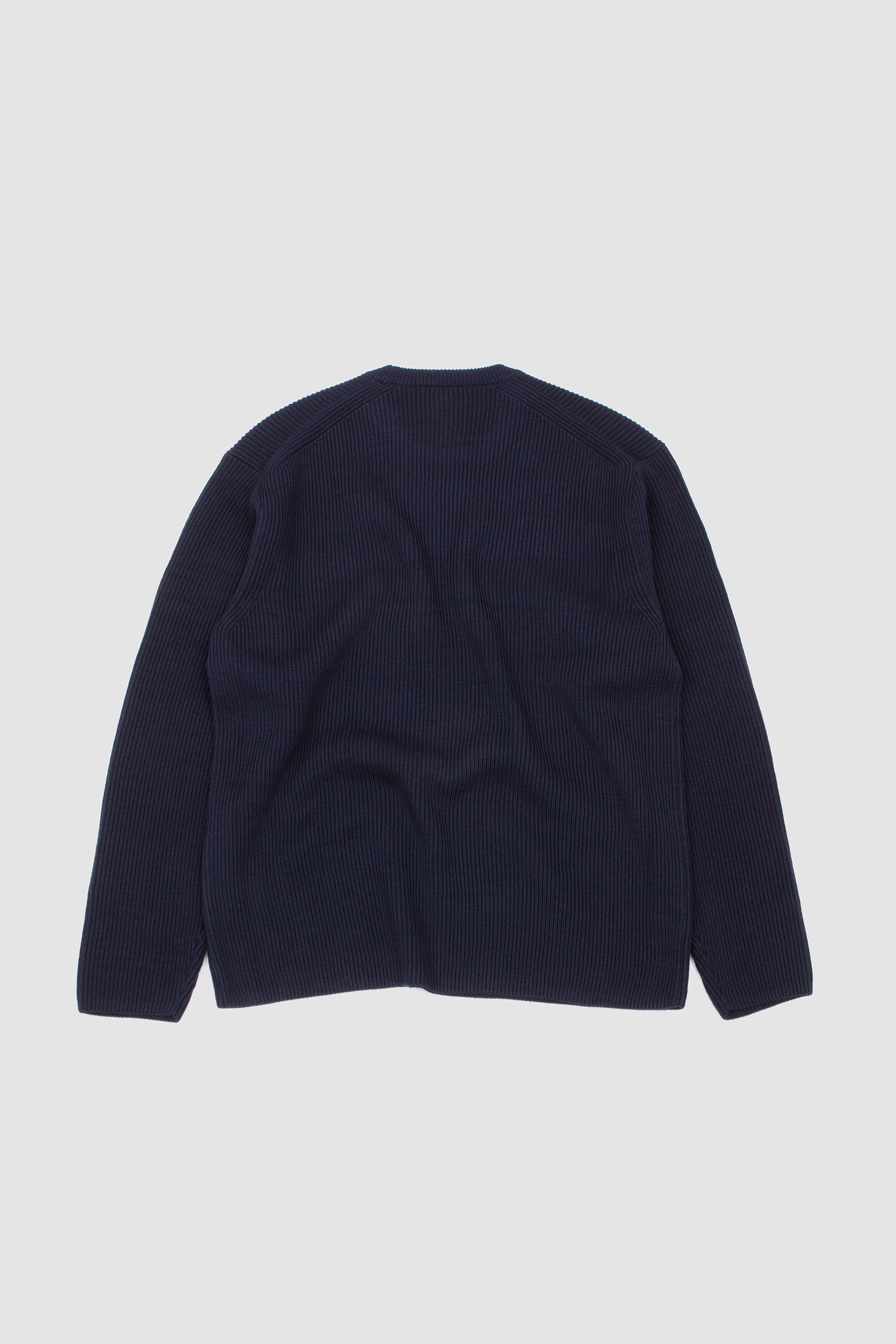 Solid Wool Rib Crew Neck Navy_4