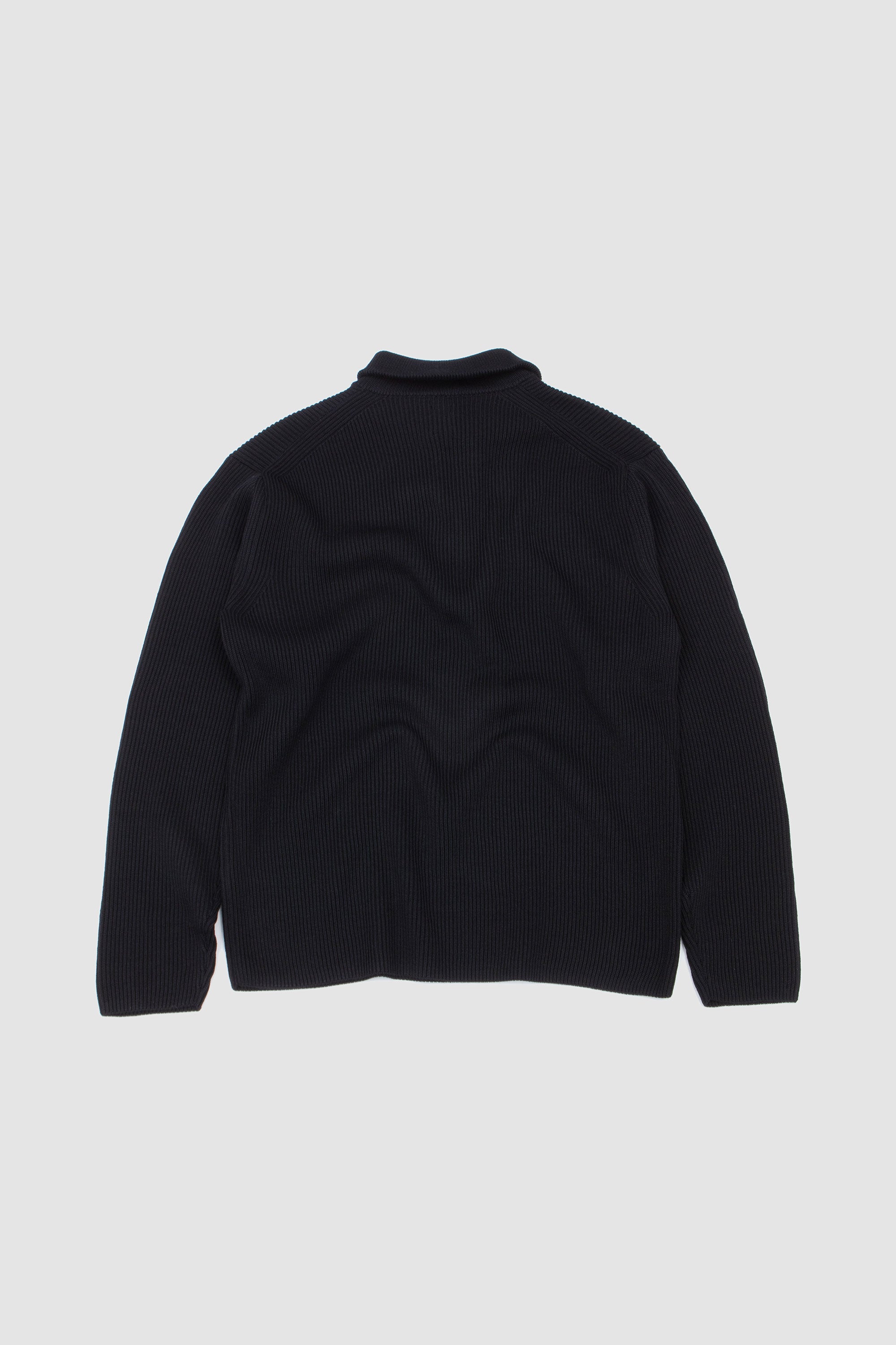 Solid Wool Rib Half Zip Black_4