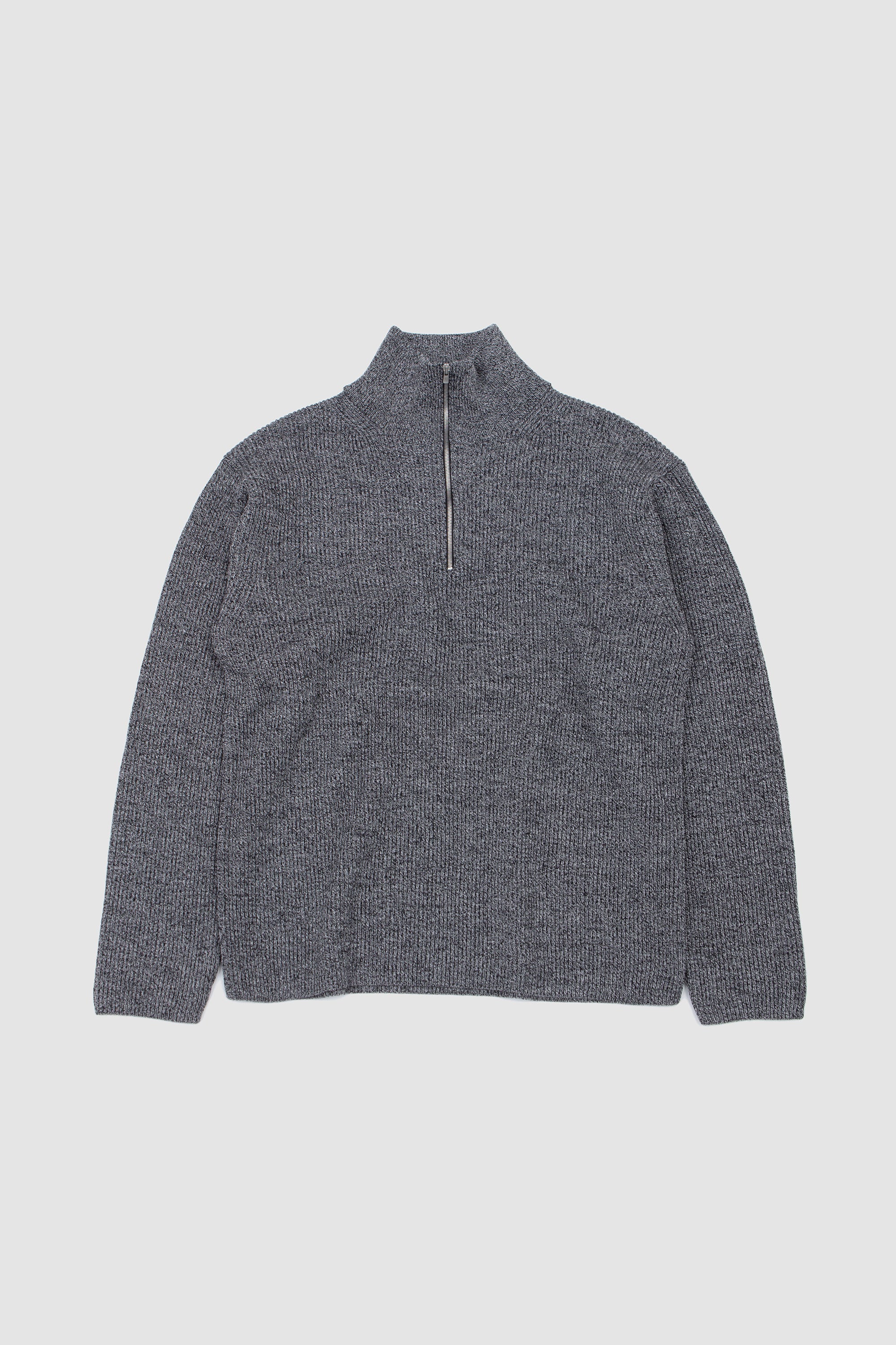 Solid Wool Rib Half Zip Ivory/ Black_1