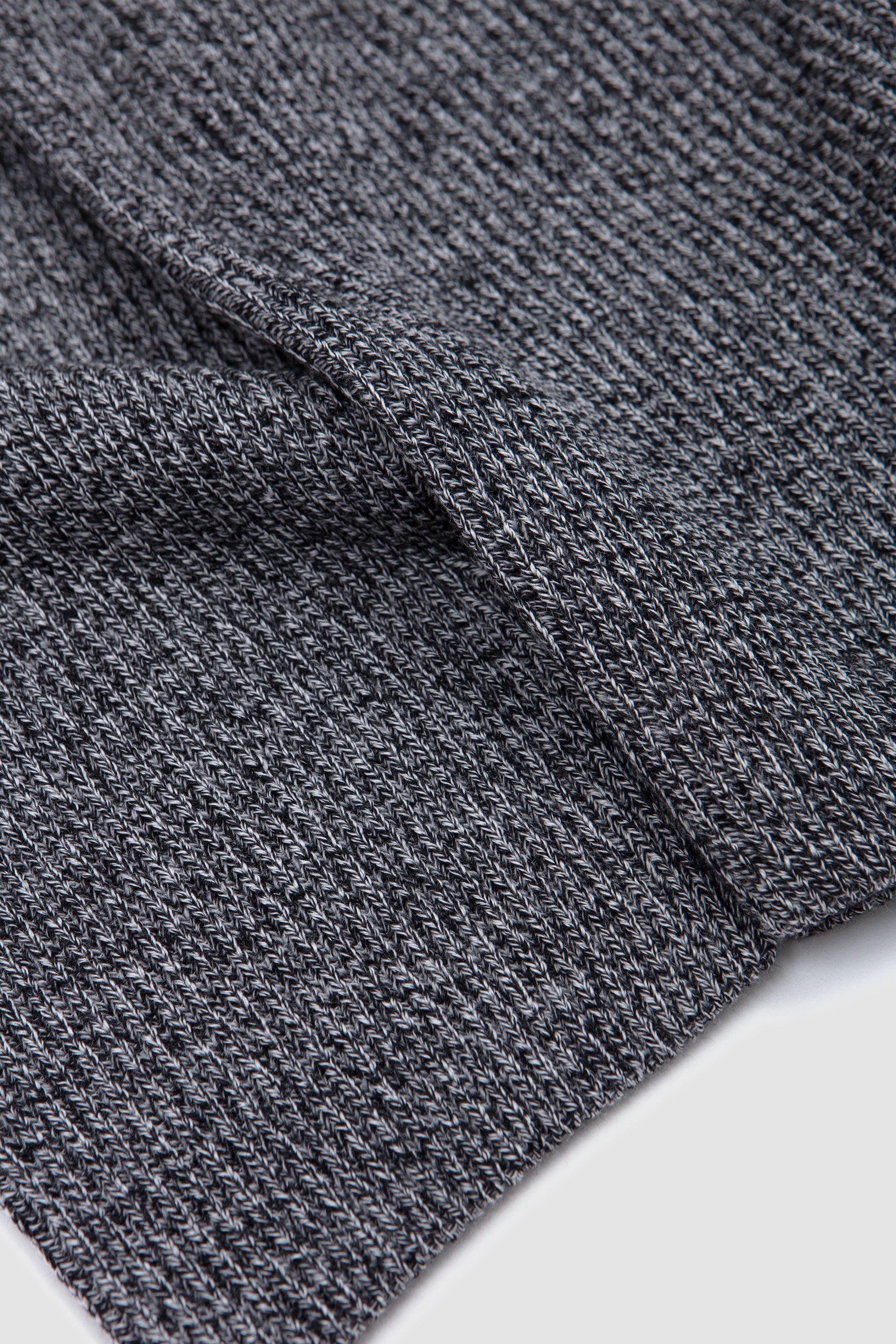 Solid Wool Rib Half Zip Ivory/ Black