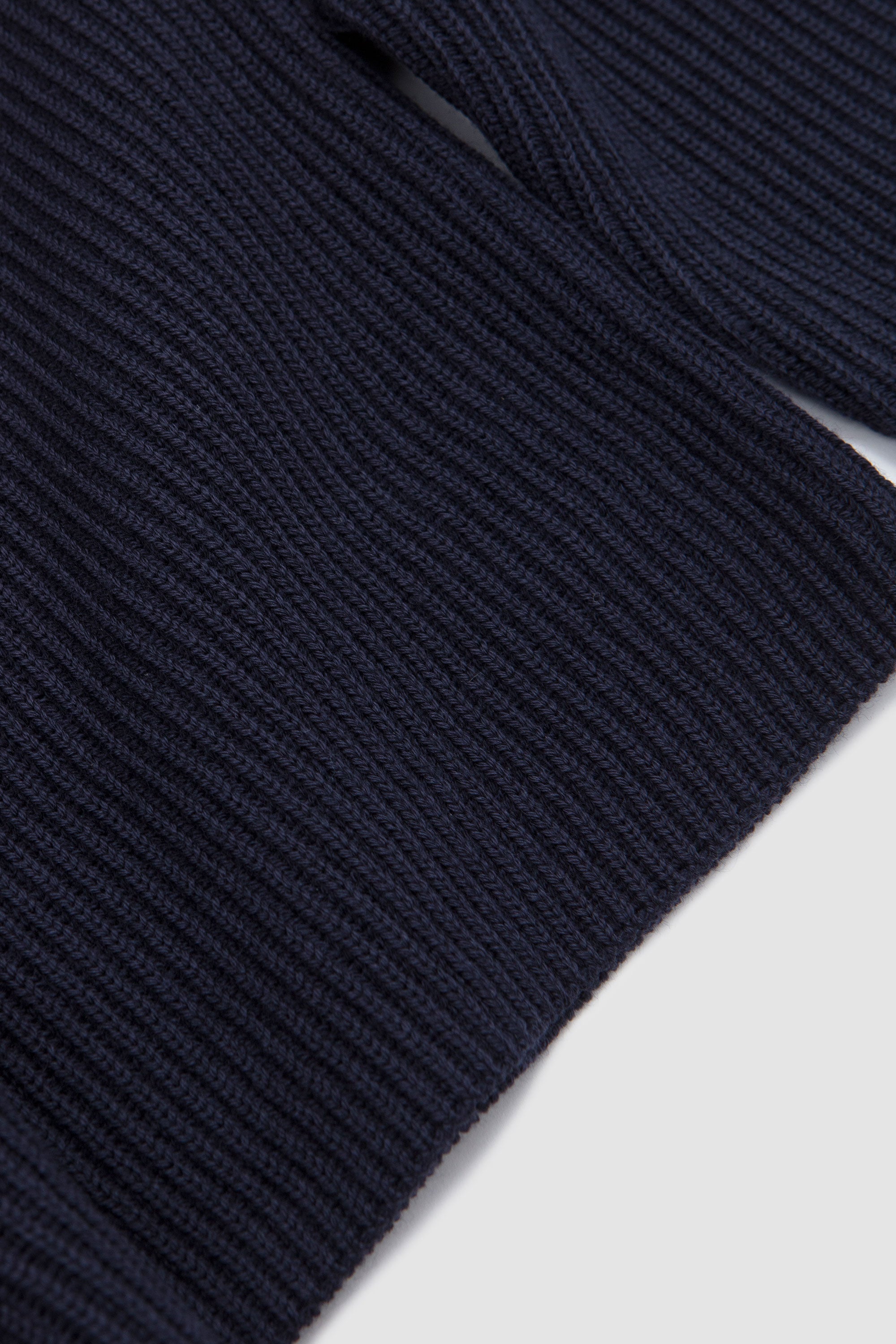 Solid Wool Rib Half Zip Navy