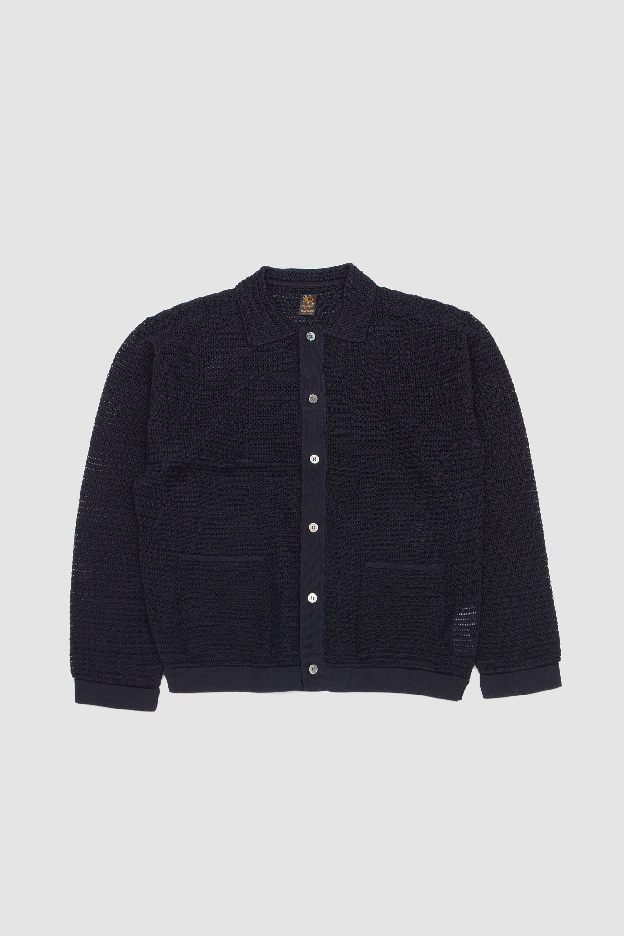 Summer Knit Polo Cardigan Navy_1
