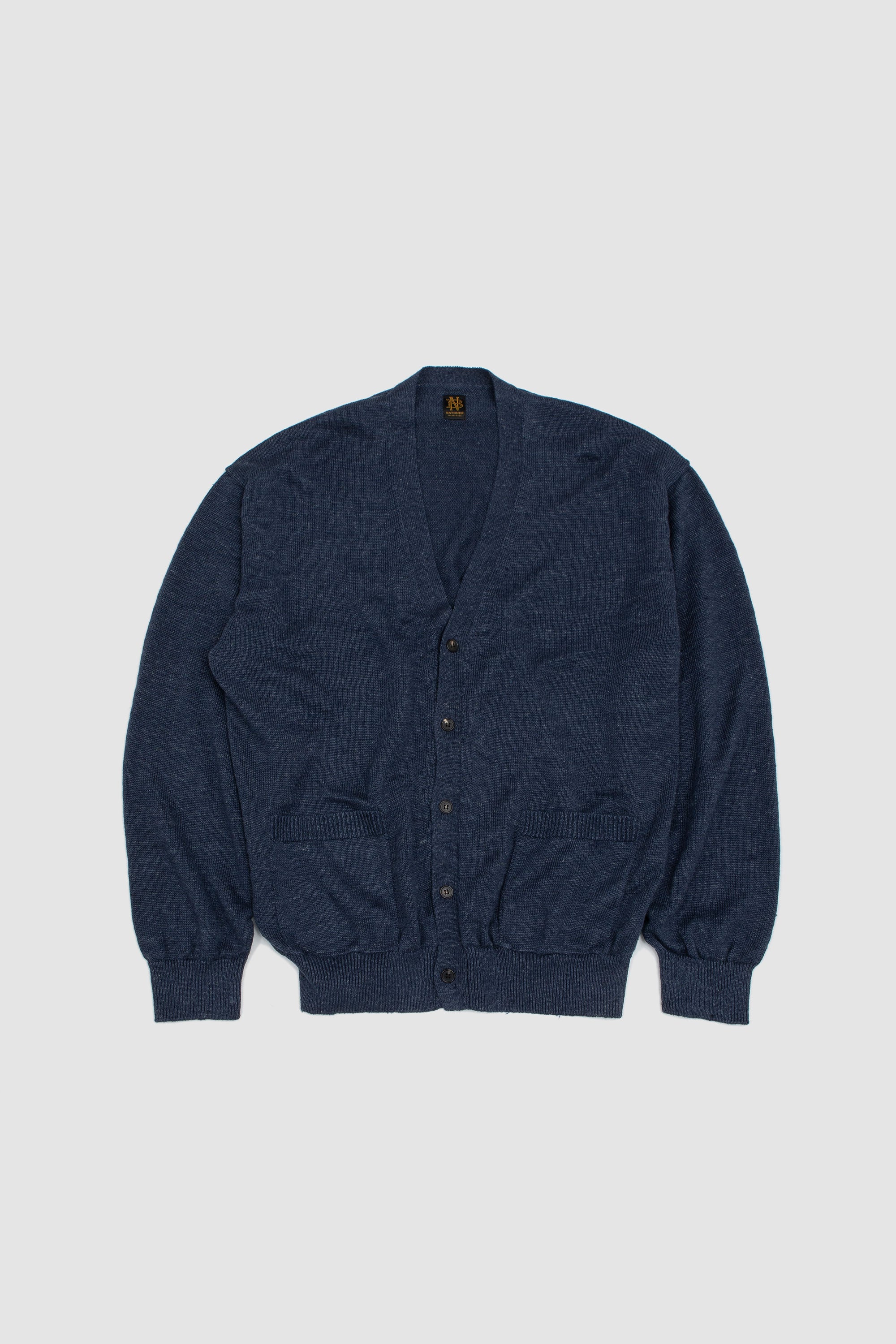 Washed High Count Linen V Cardigan Navy