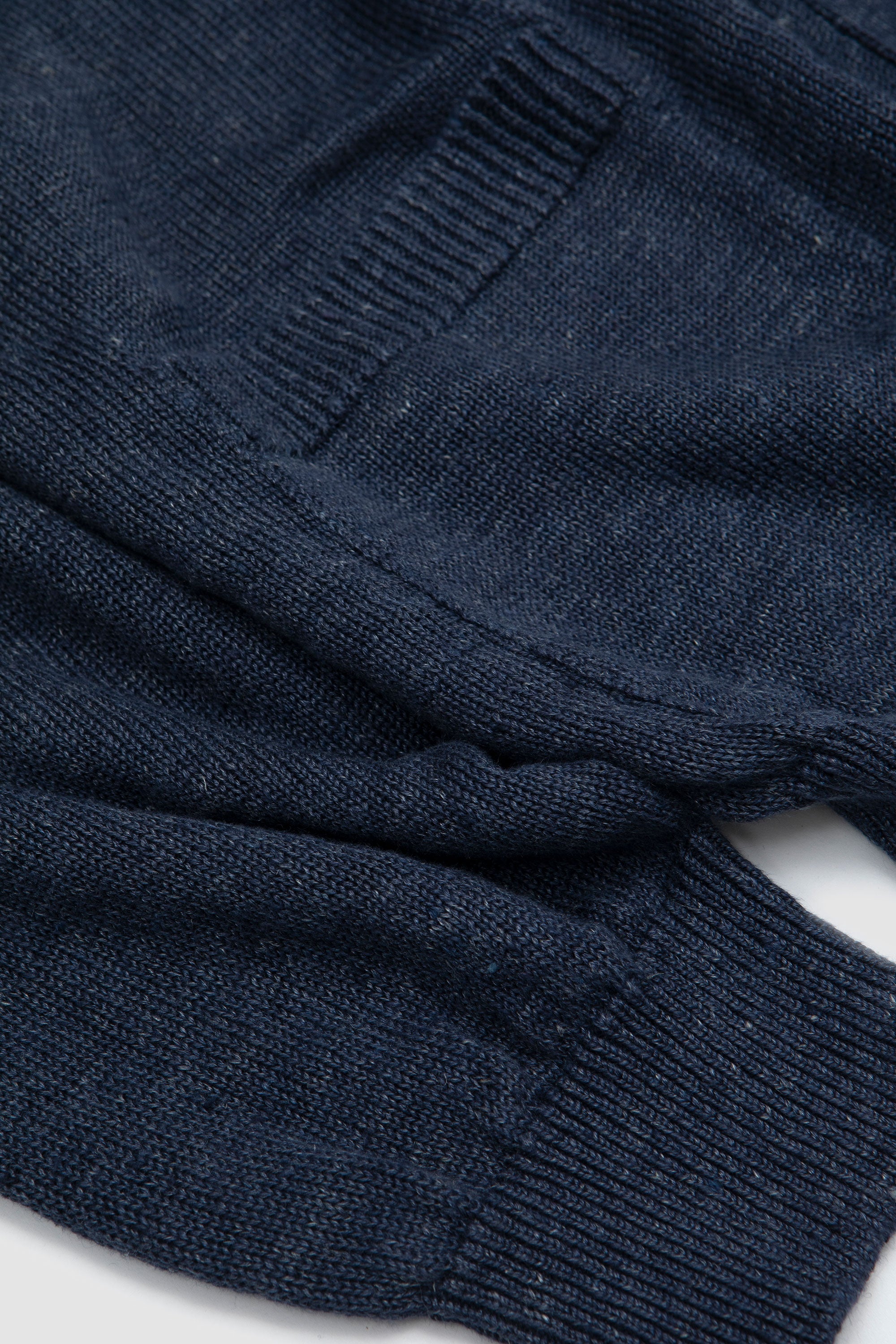 Washed High Count Linen V Cardigan Navy_3