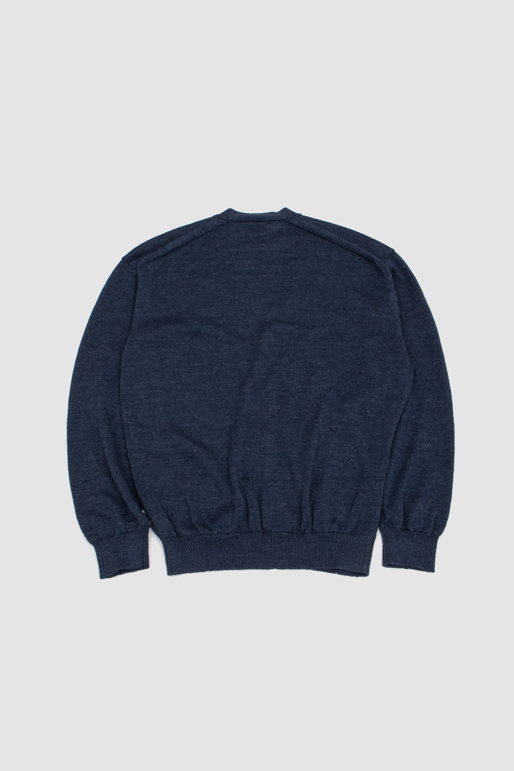 Washed High Count Linen V Cardigan Navy_4