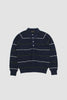 SPORTIVO STORE_14 Gauge Raglan Sleeve Knit Polo Shirt Navy