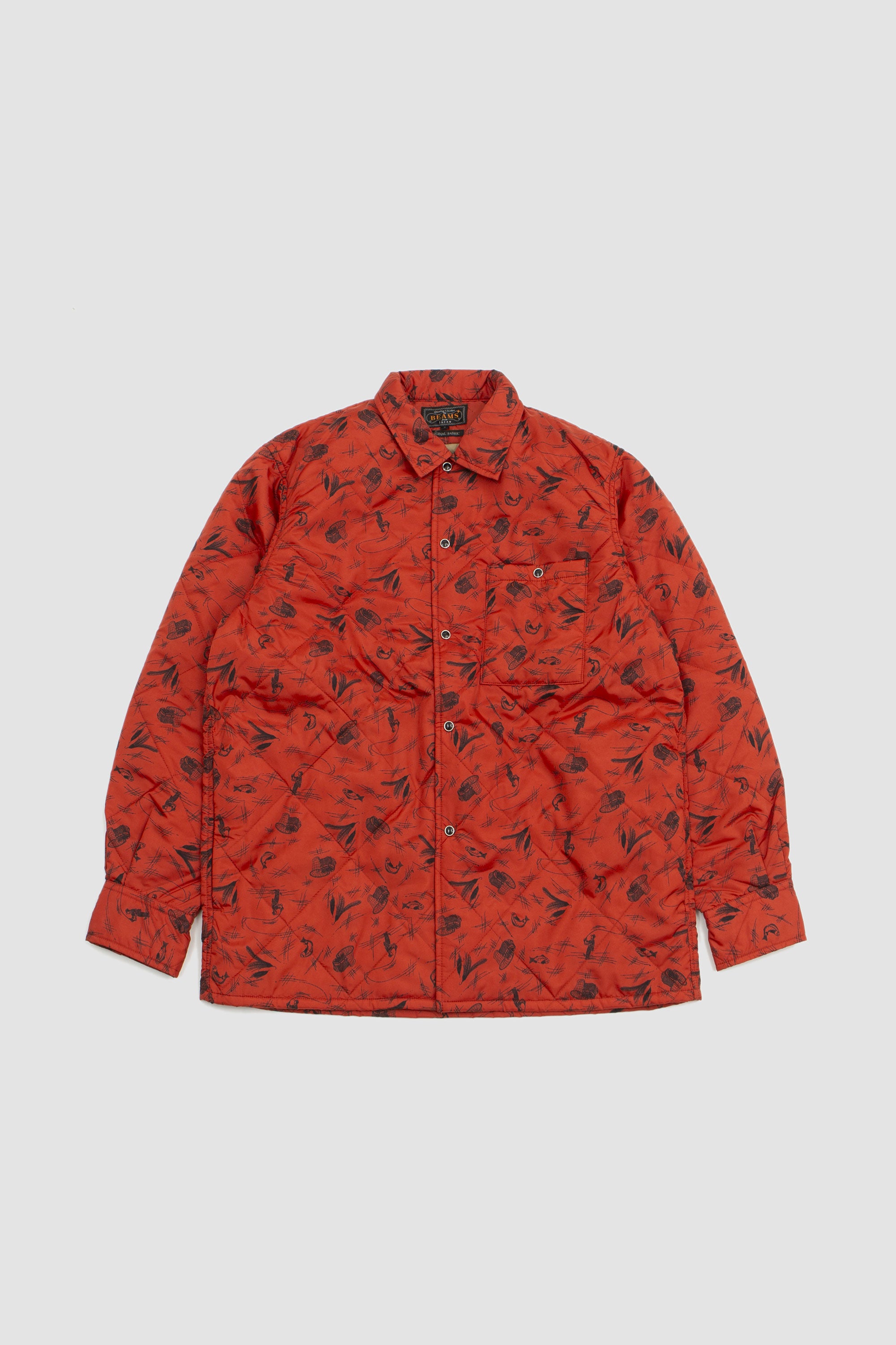Nylon Quilt Shirt Jacket Rust