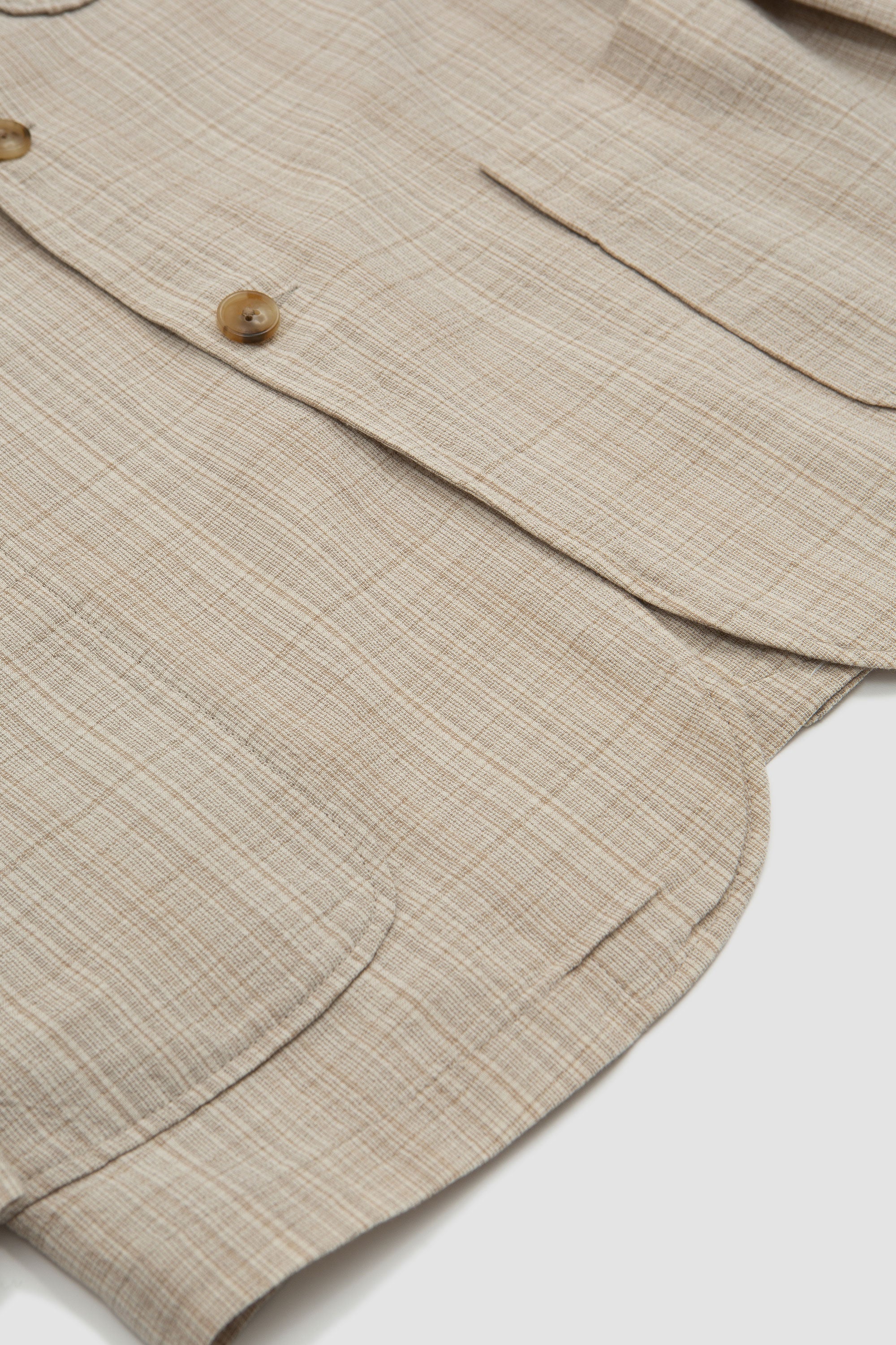 Cotton/Wool/Linen Check 3 Button Comfort Jacket Natural_4