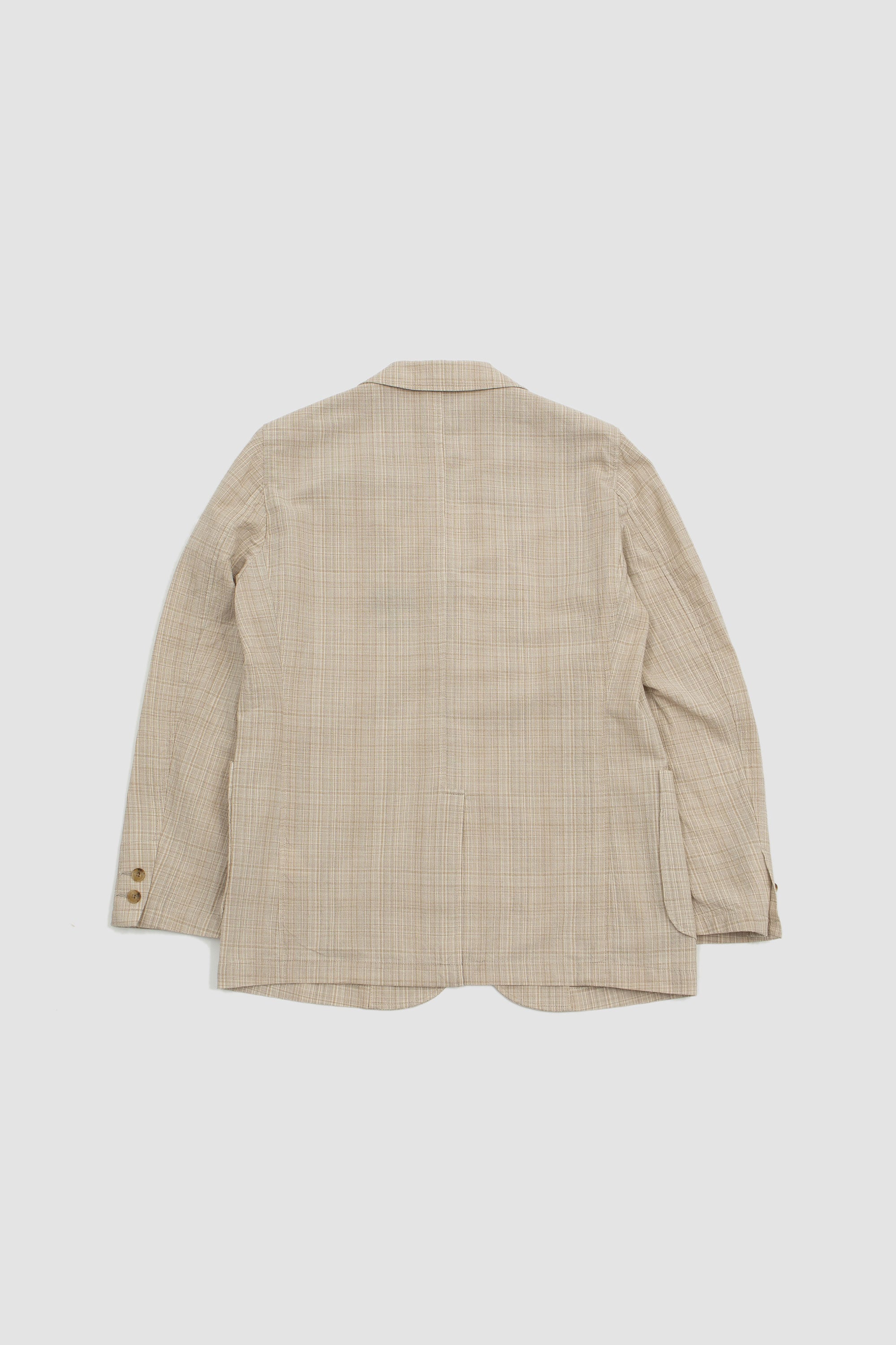 Cotton/Wool/Linen Check 3 Button Comfort Jacket Natural_5