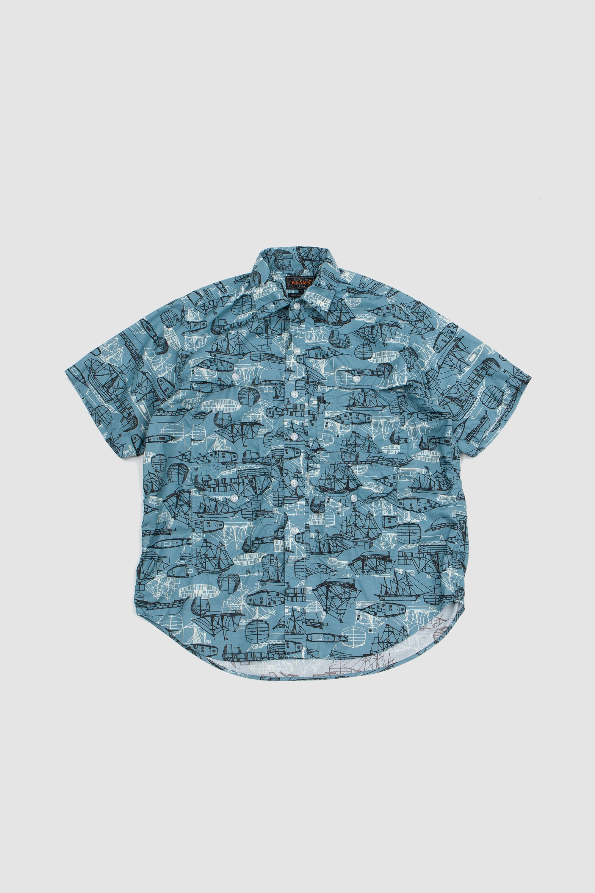 II Polyester Print Adventure Shirt Sax_1