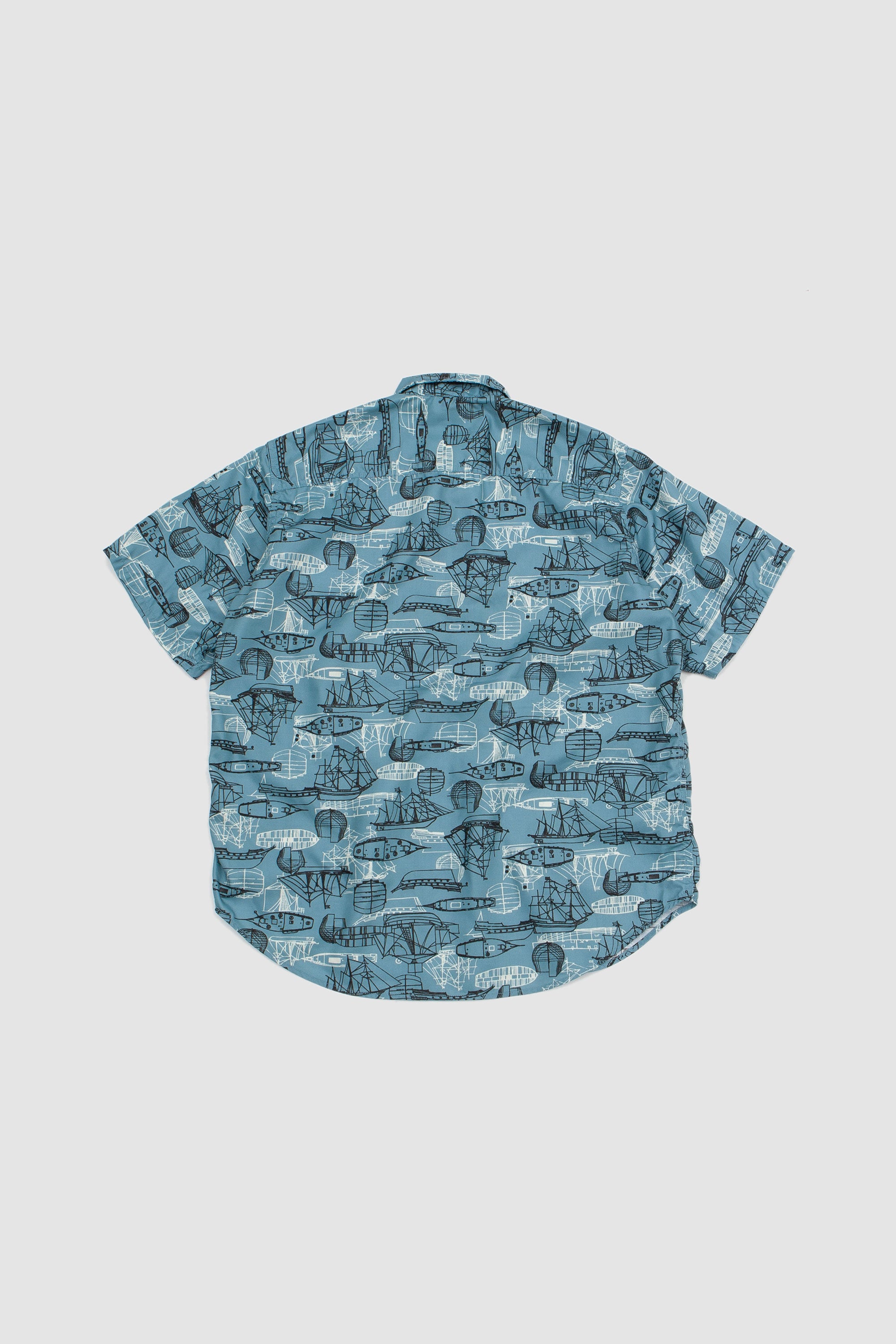 II Polyester Print Adventure Shirt Sax_4