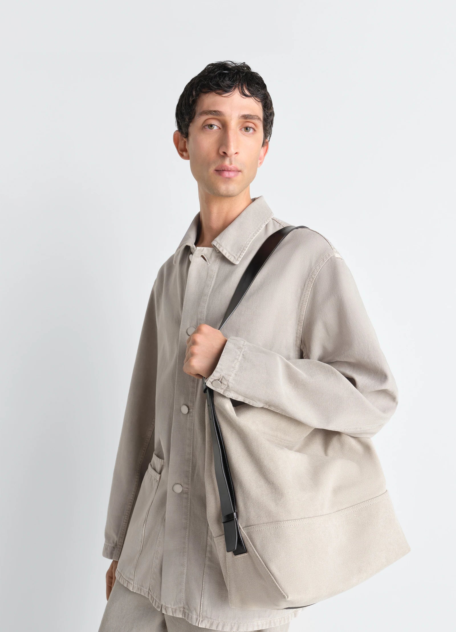 Belted Tote Bag Dark Linen