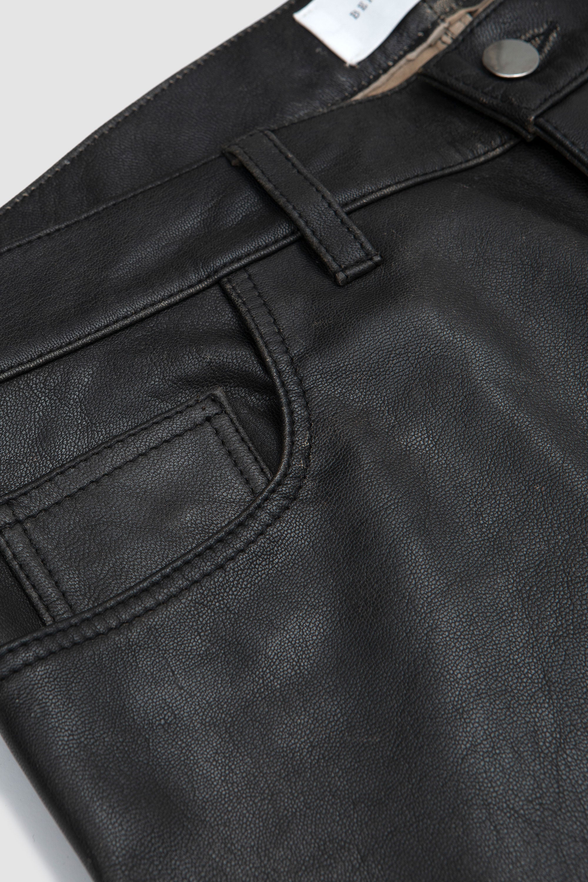 5 Pocket Distress Leather Trousers Black_6