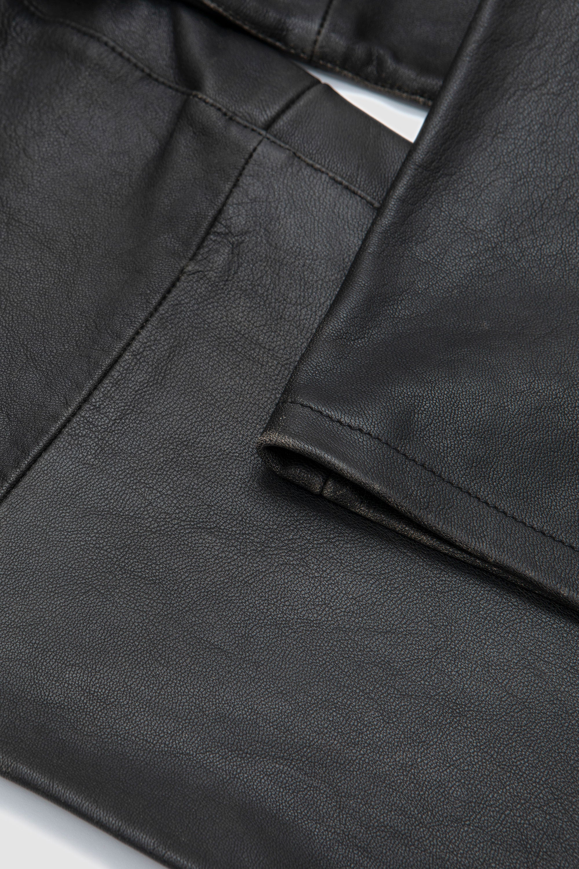 5 Pocket Distress Leather Trousers Black_7