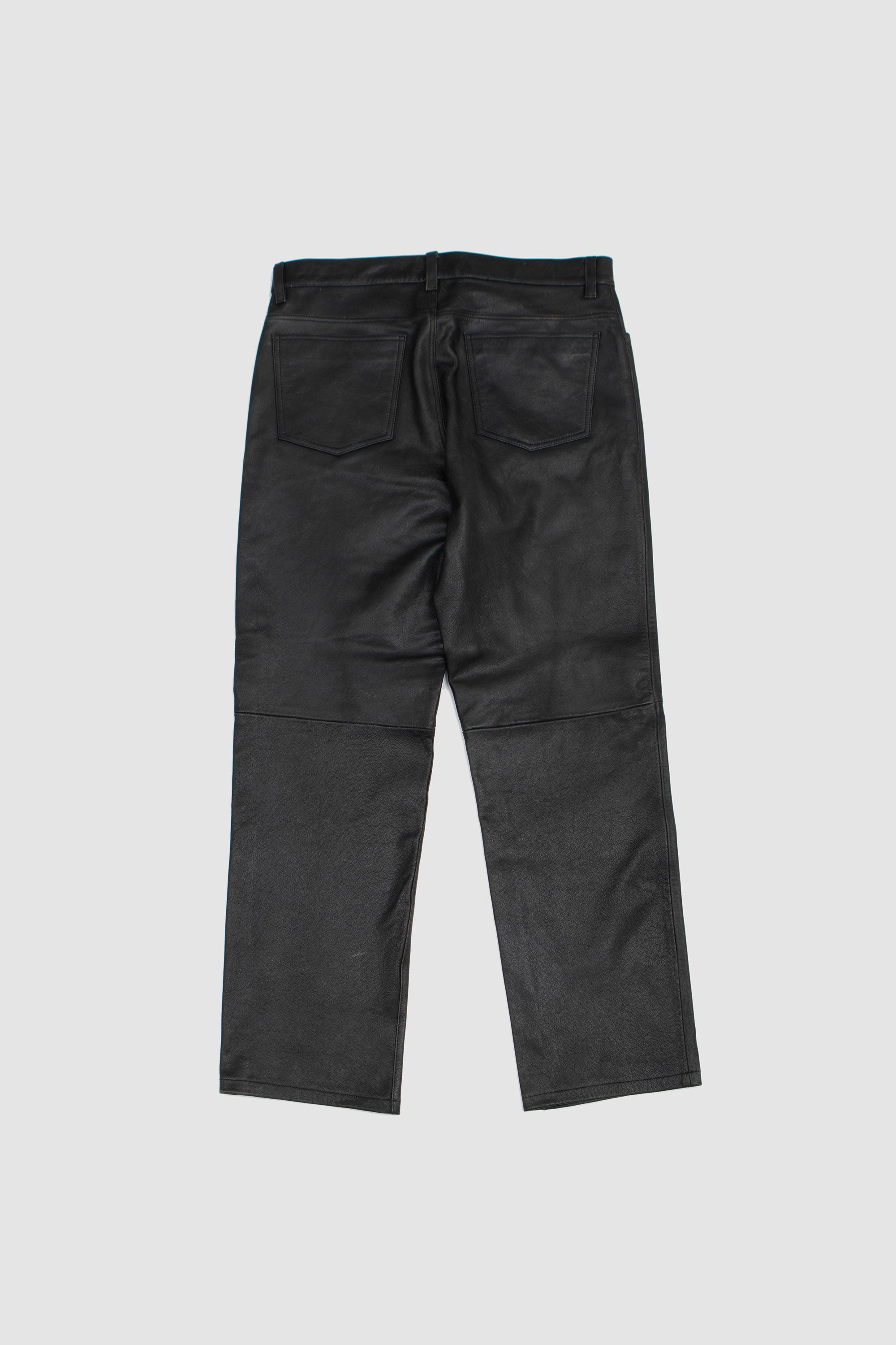 5 Pocket Distress Leather Trousers Black_8