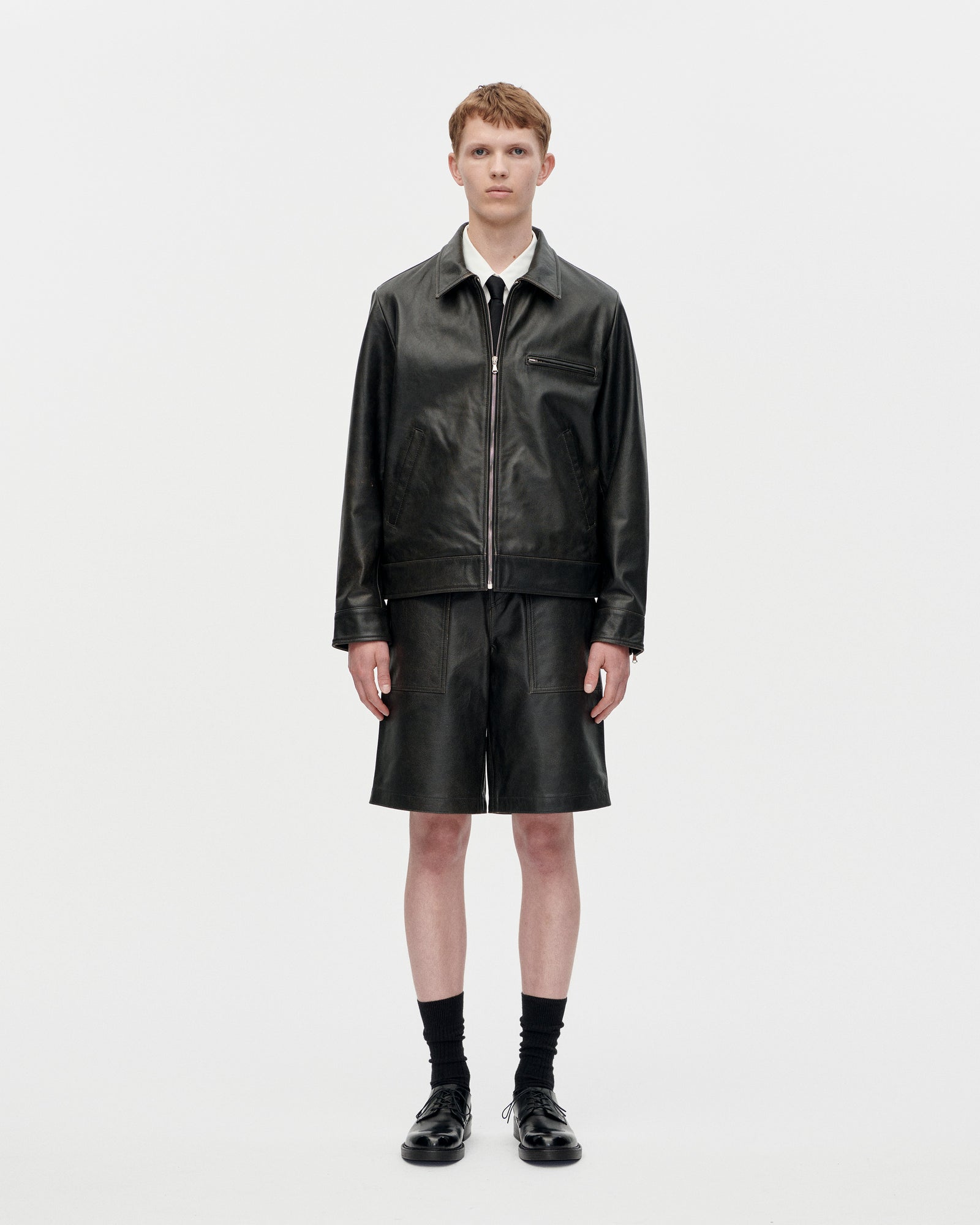 Moto Distress Leather Jacket Black_1