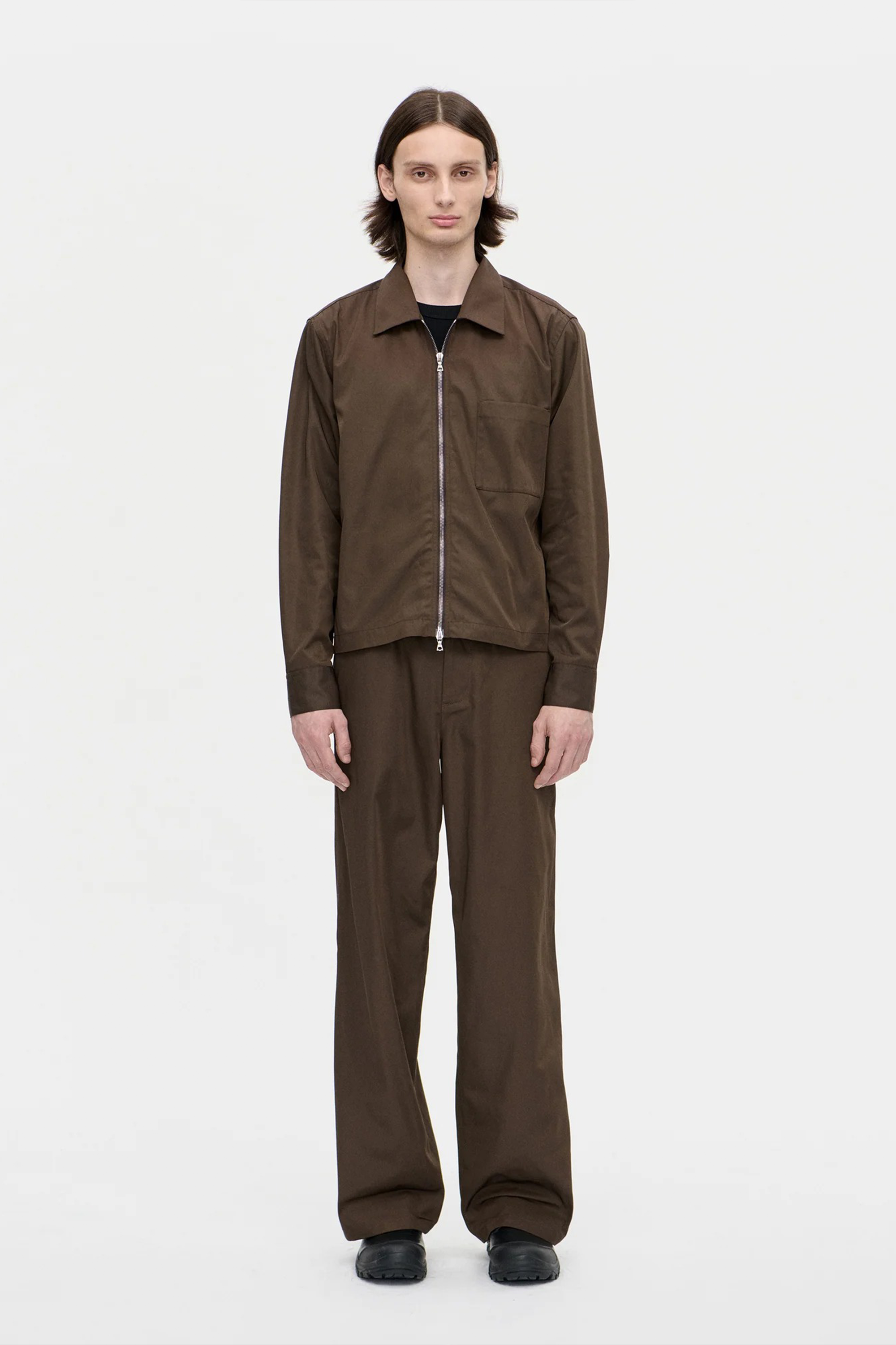 Shrunk Zip Shirt Memory Chocolate